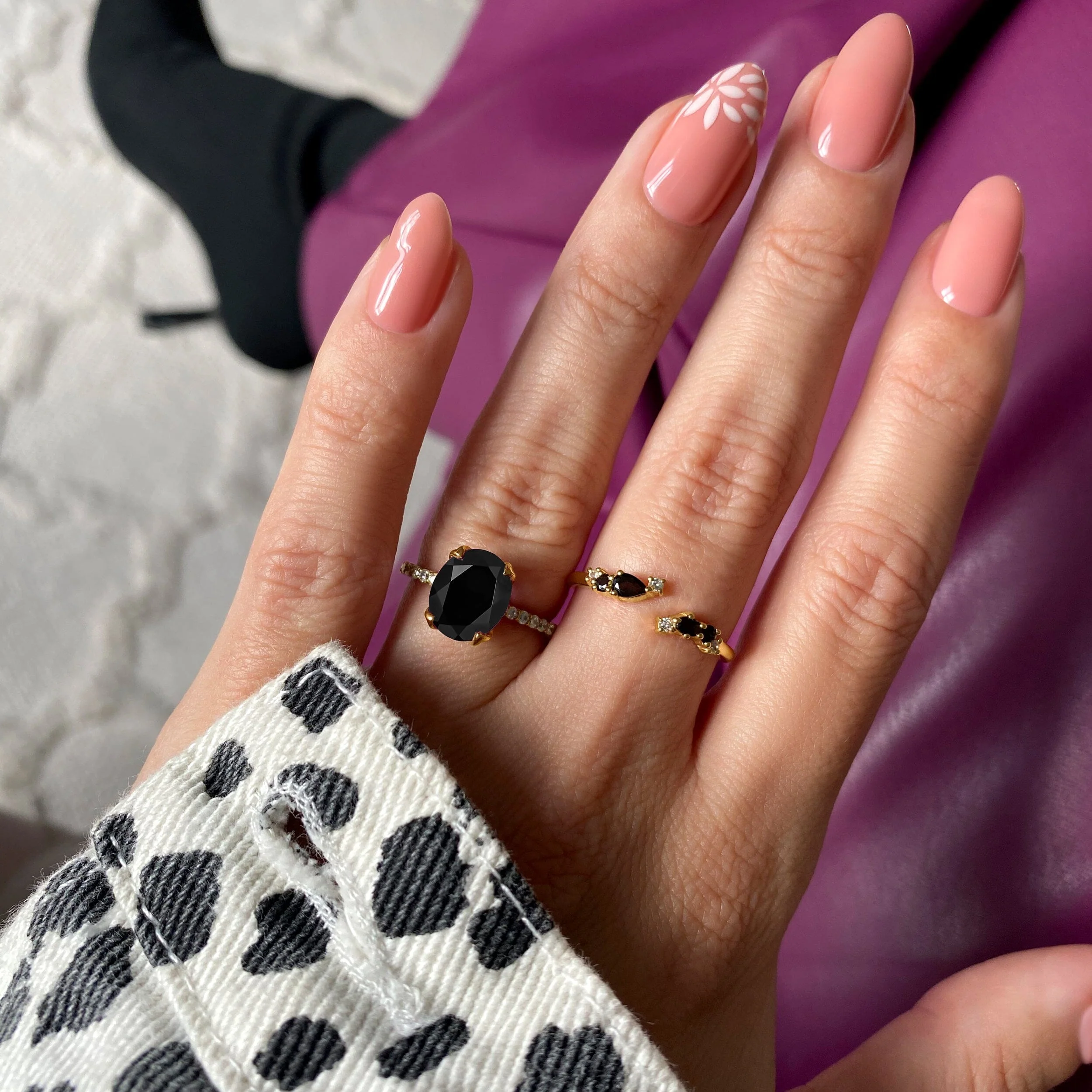 Adjustable Black Onyx Ring Flourish - December Birthstone - Image 9