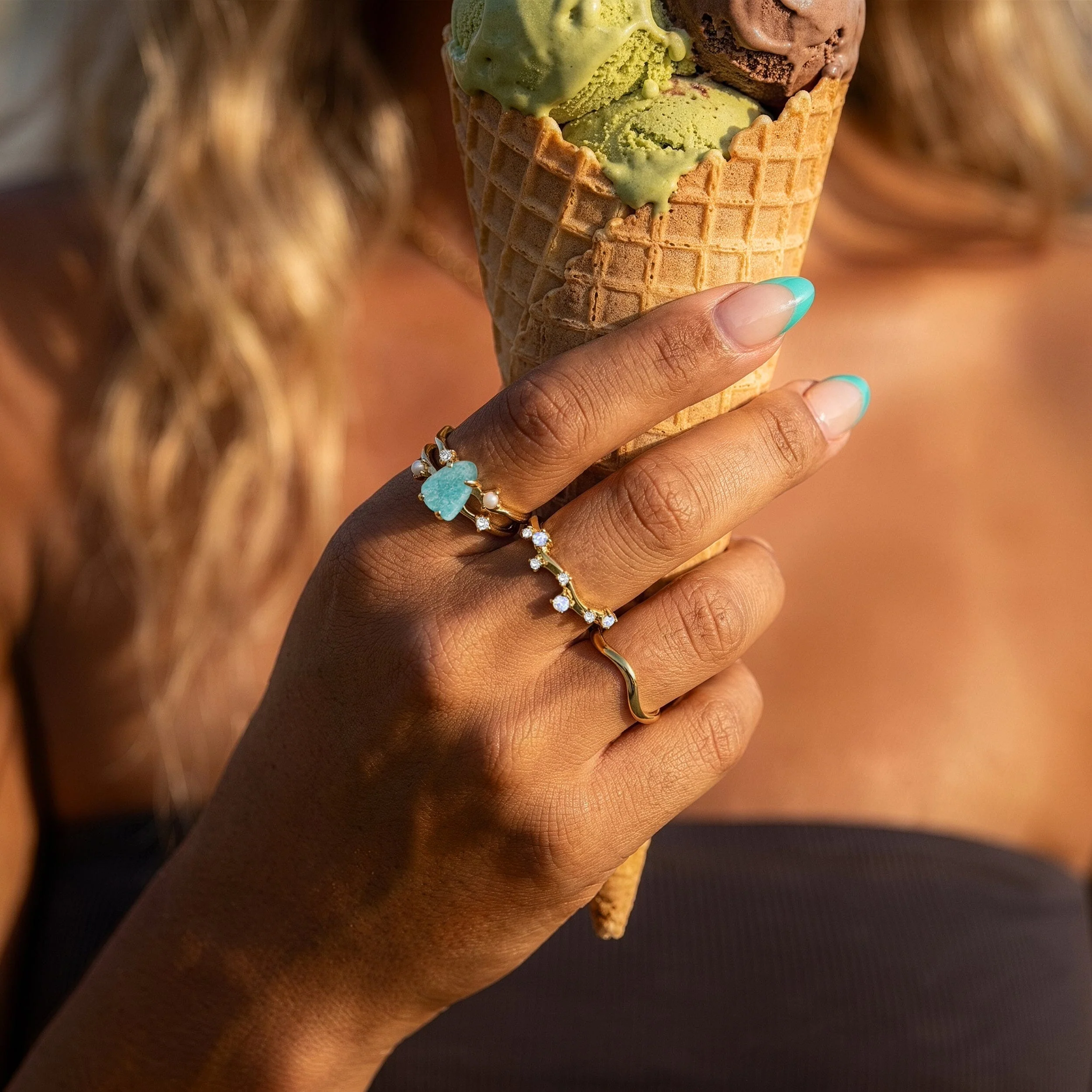 Amazonite Flow & Stardust Rings - Image 11