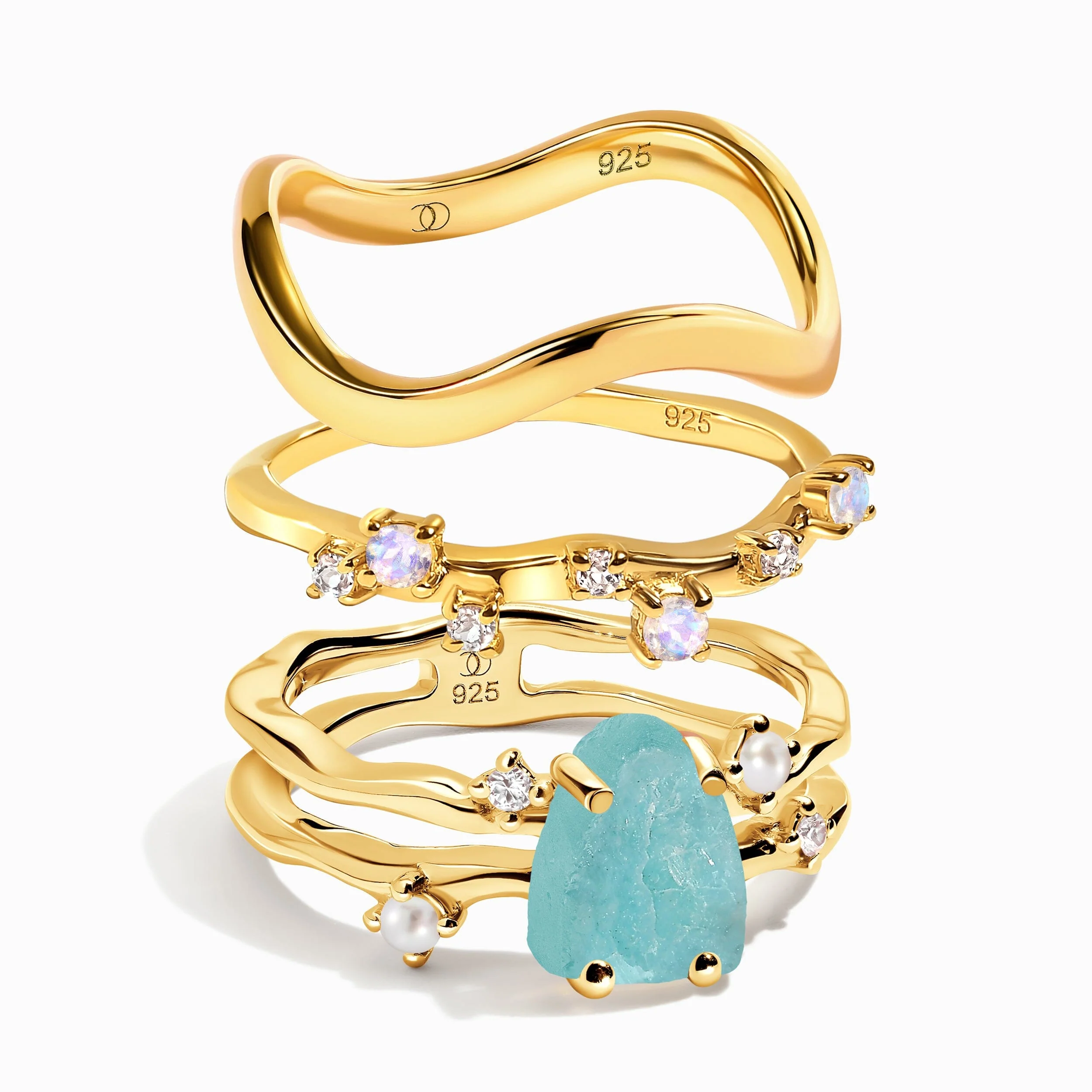 Amazonite Flow & Stardust & Waves Rings - Image 4
