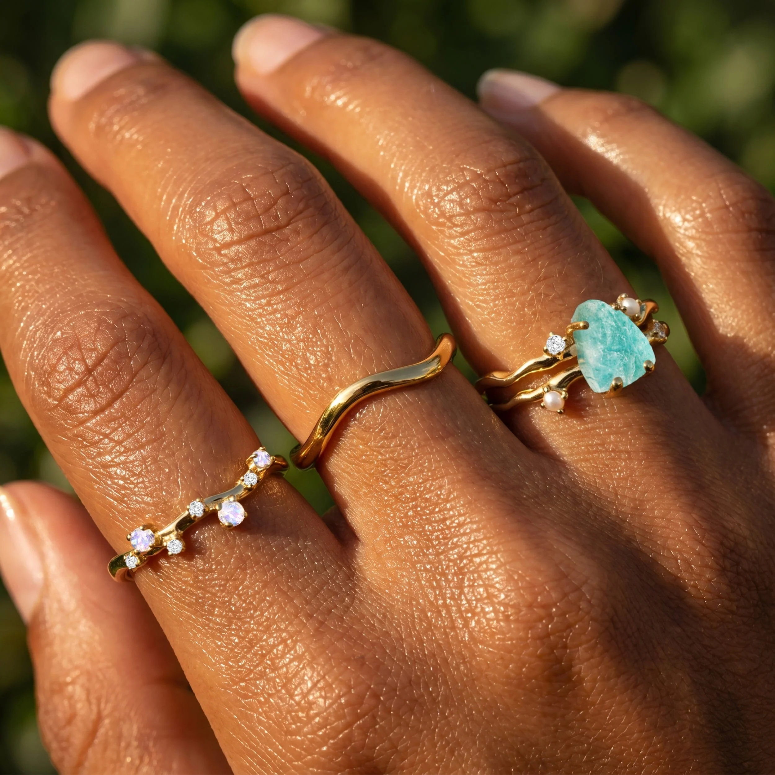 Amazonite Flow & Stardust & Waves Rings - Image 5