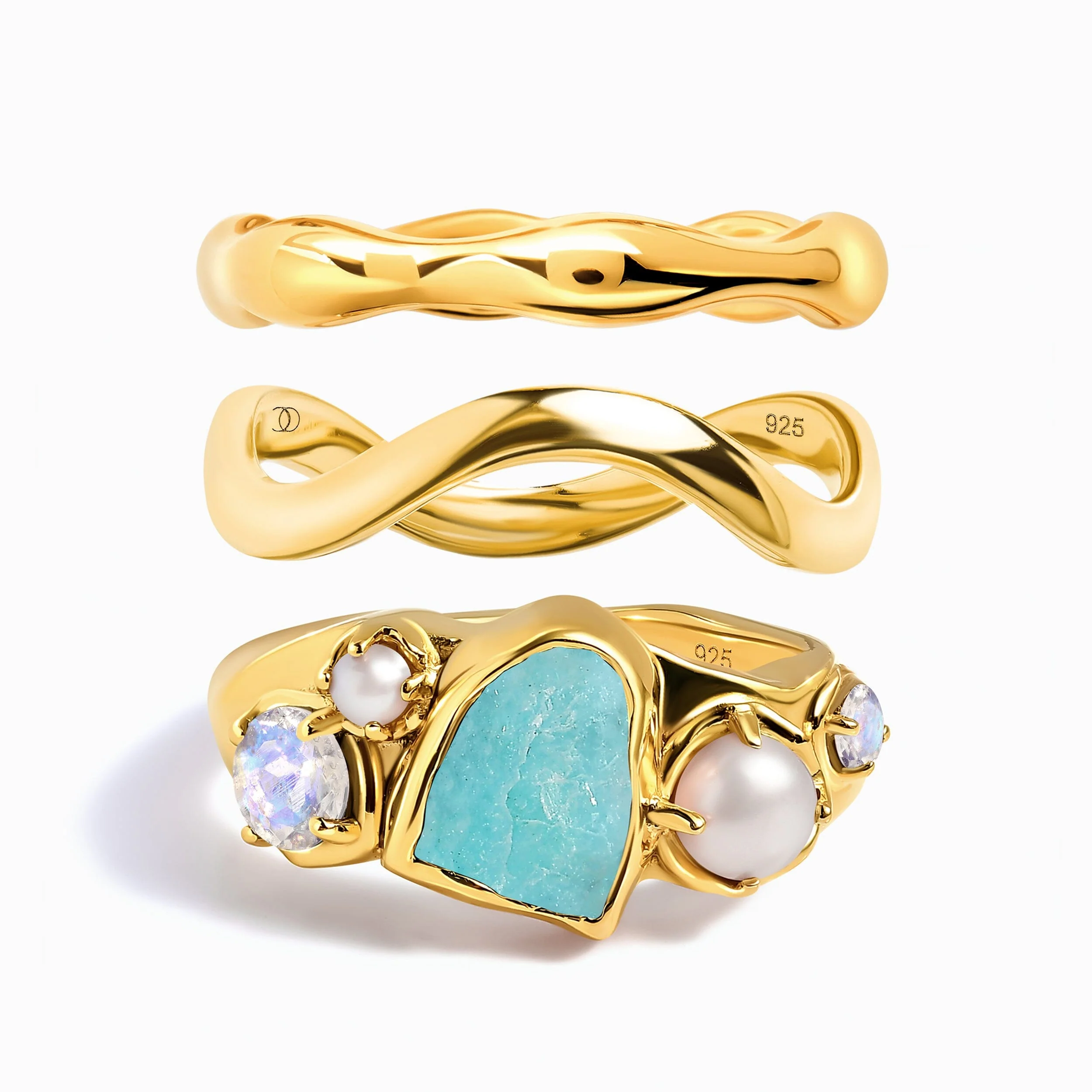 Amazonite Heirloom & Magma & Waves Rings - Image 3