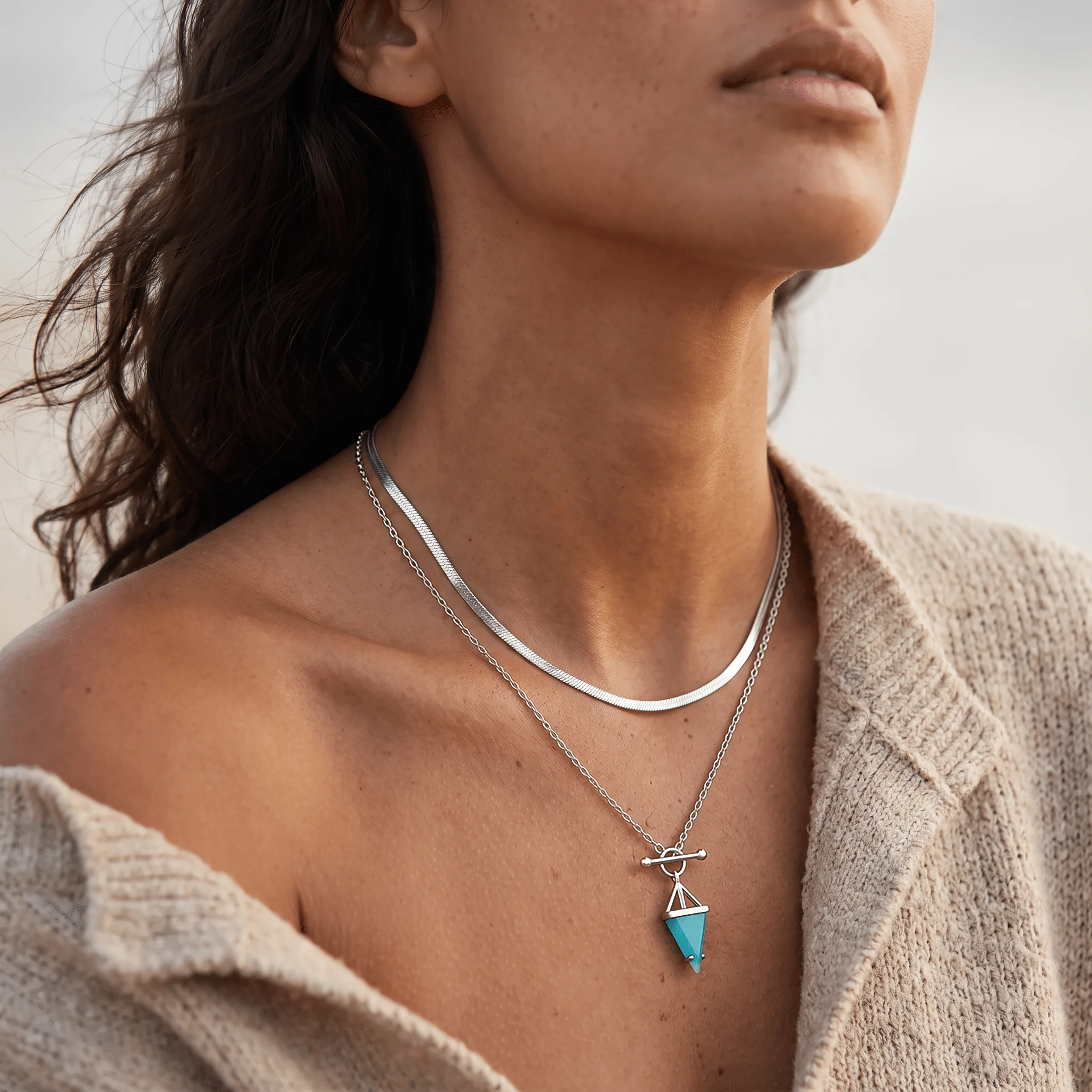 Amazonite Heroine & Herringbone Necklaces - Image 5