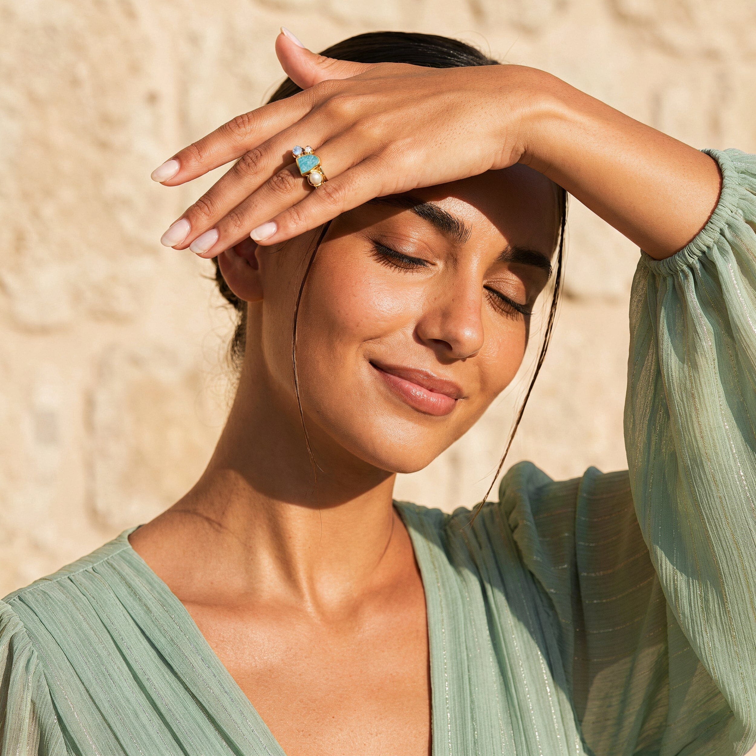 Amazonite Pearl Ring - Heirloom - Image 15