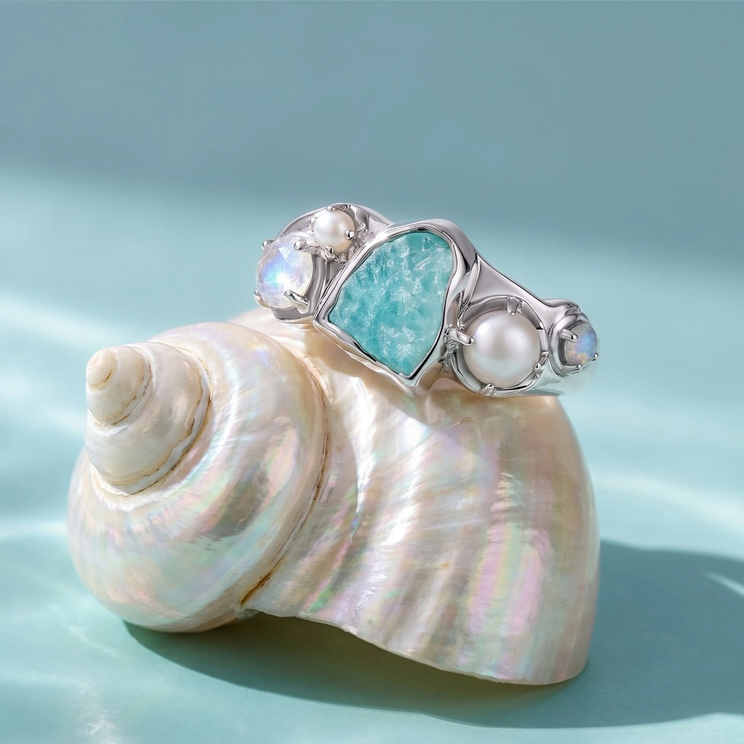 Amazonite Pearl Ring - Heirloom - Image 8