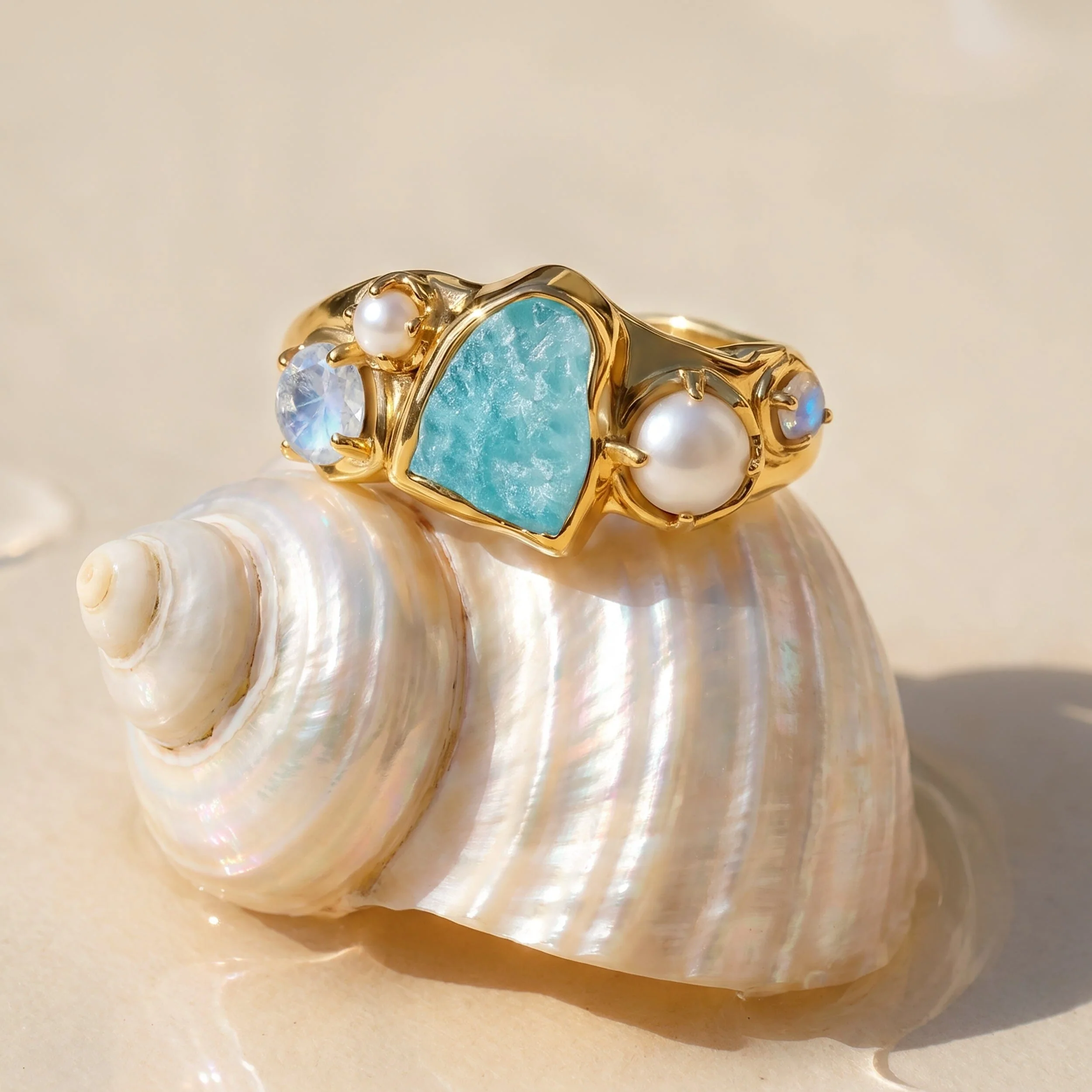 Amazonite Pearl Ring - Heirloom - Image 9
