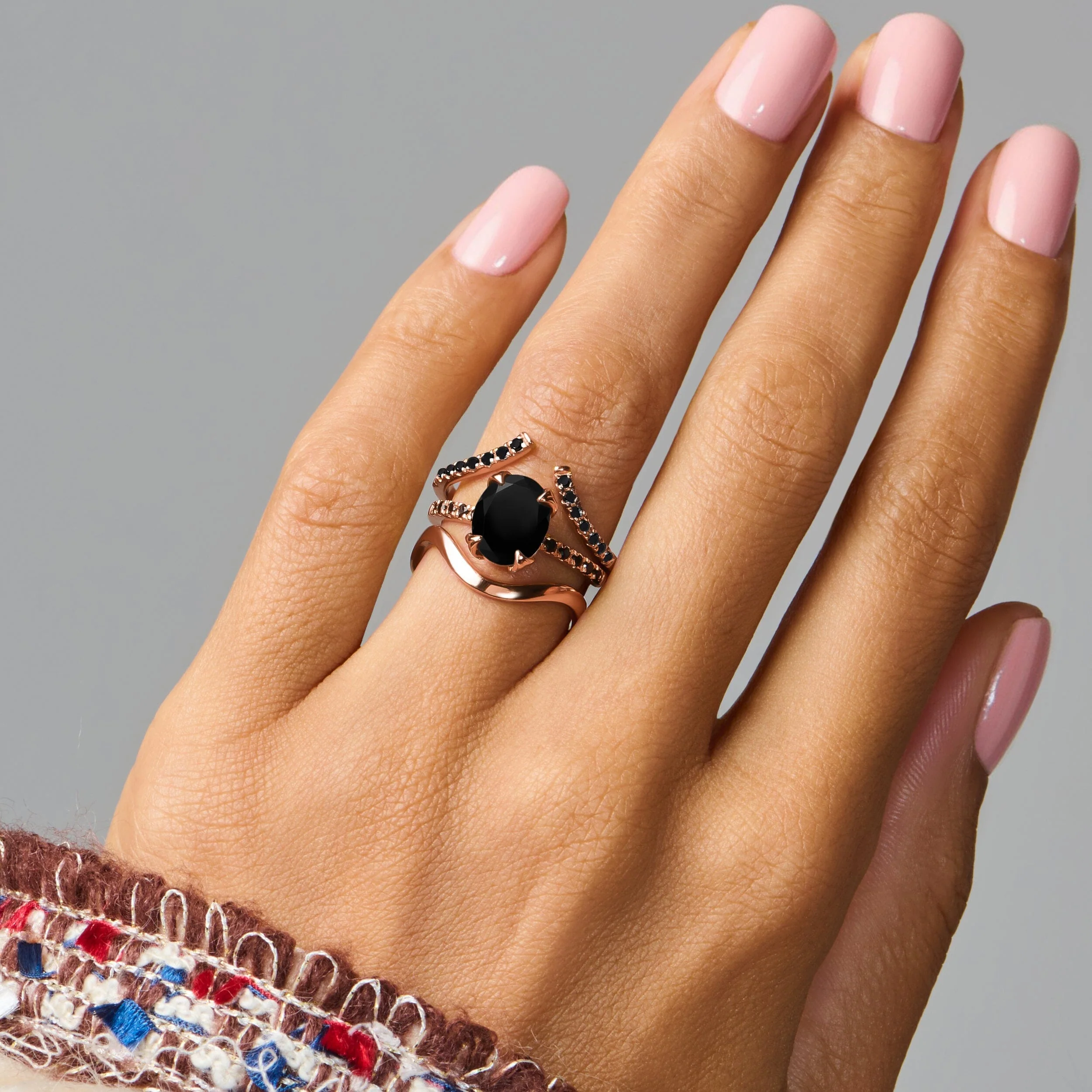 Black Obsidian Black Spinel Harlow & Infinite & Waves Rings - Image 4