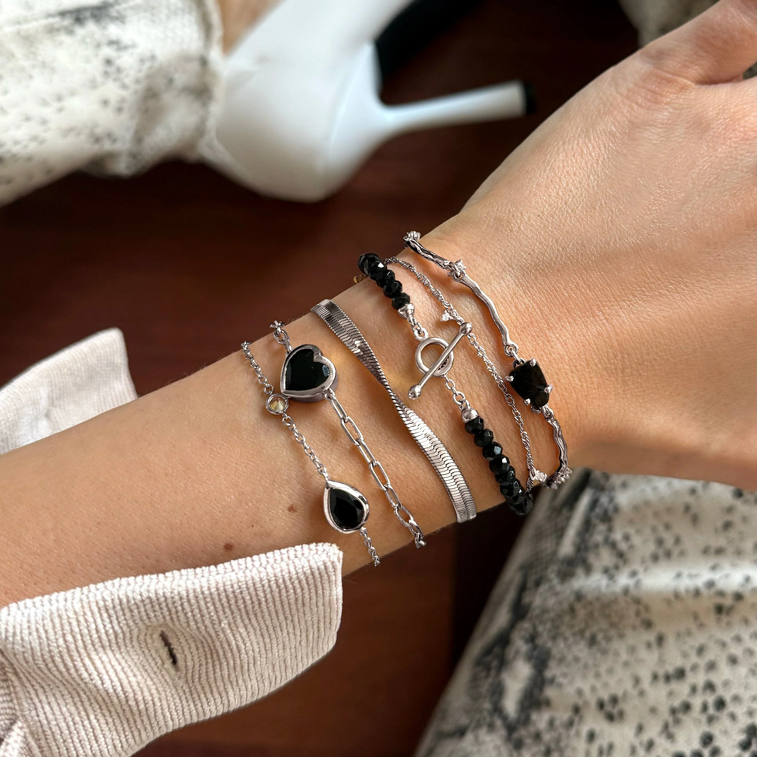 Black Obsidian Bracelet Stack - Grounded Goddess - Image 12