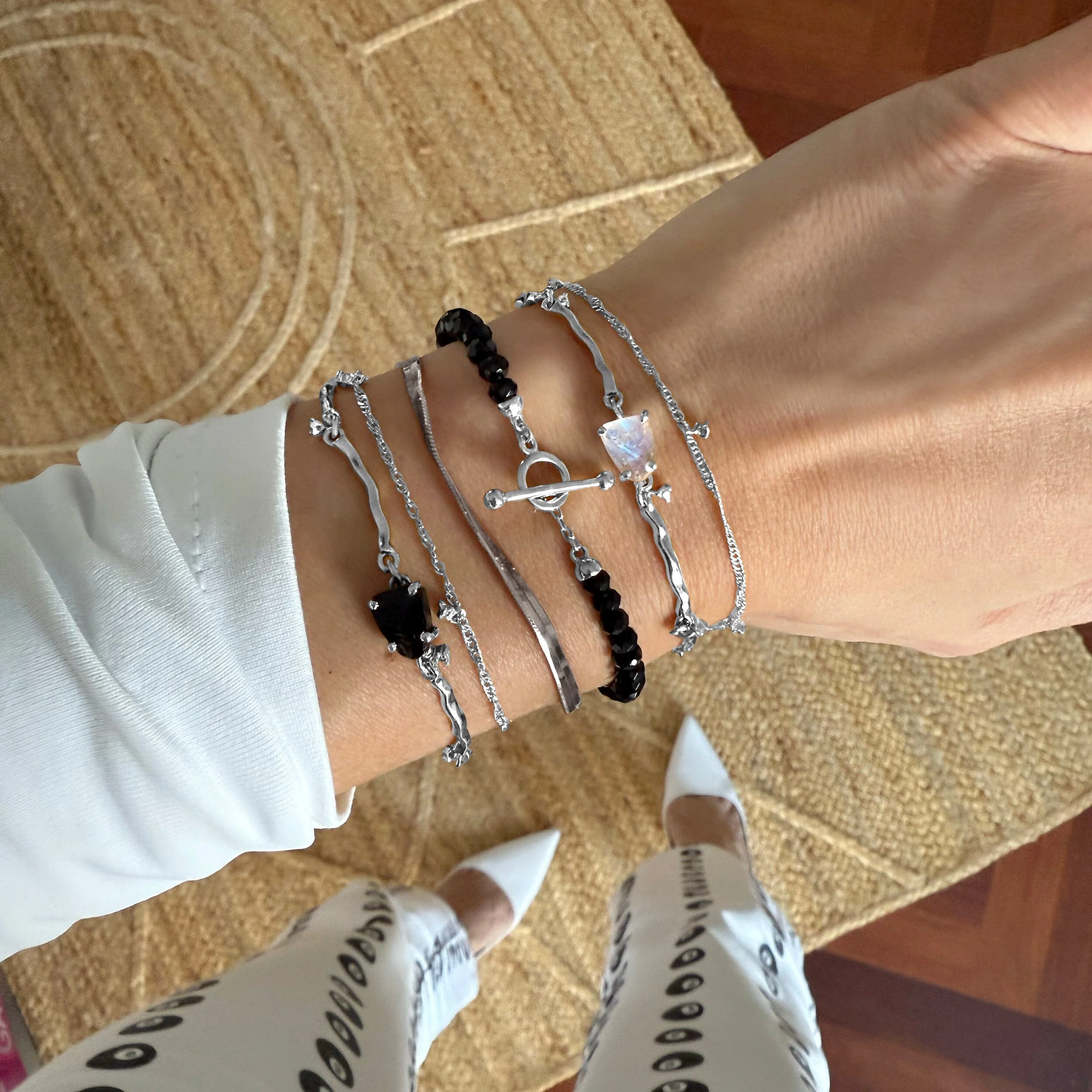 Black Obsidian Bracelet Stack - Grounded Goddess - Image 13