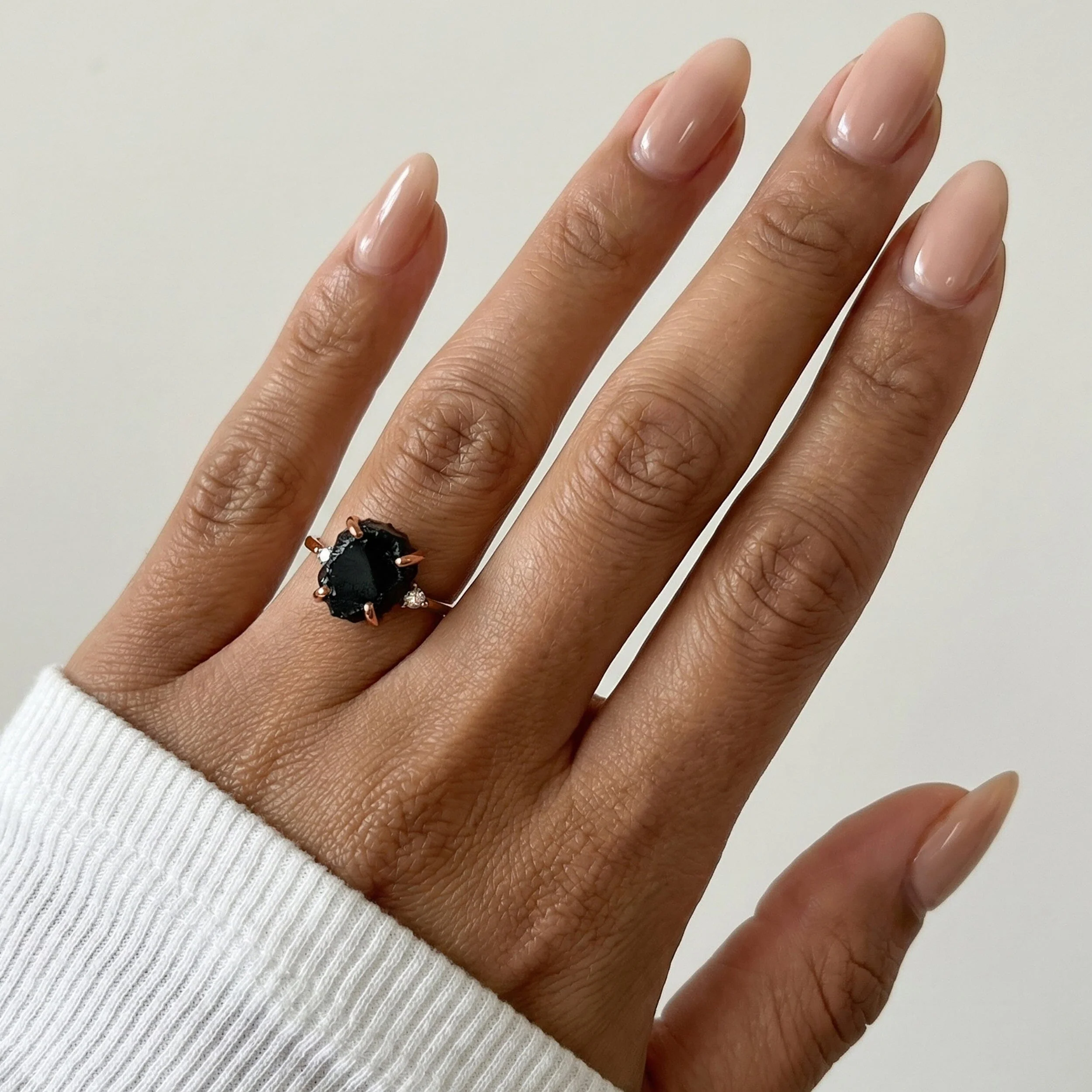 Black Obsidian Diamond Ring - Raw Allure - Image 3