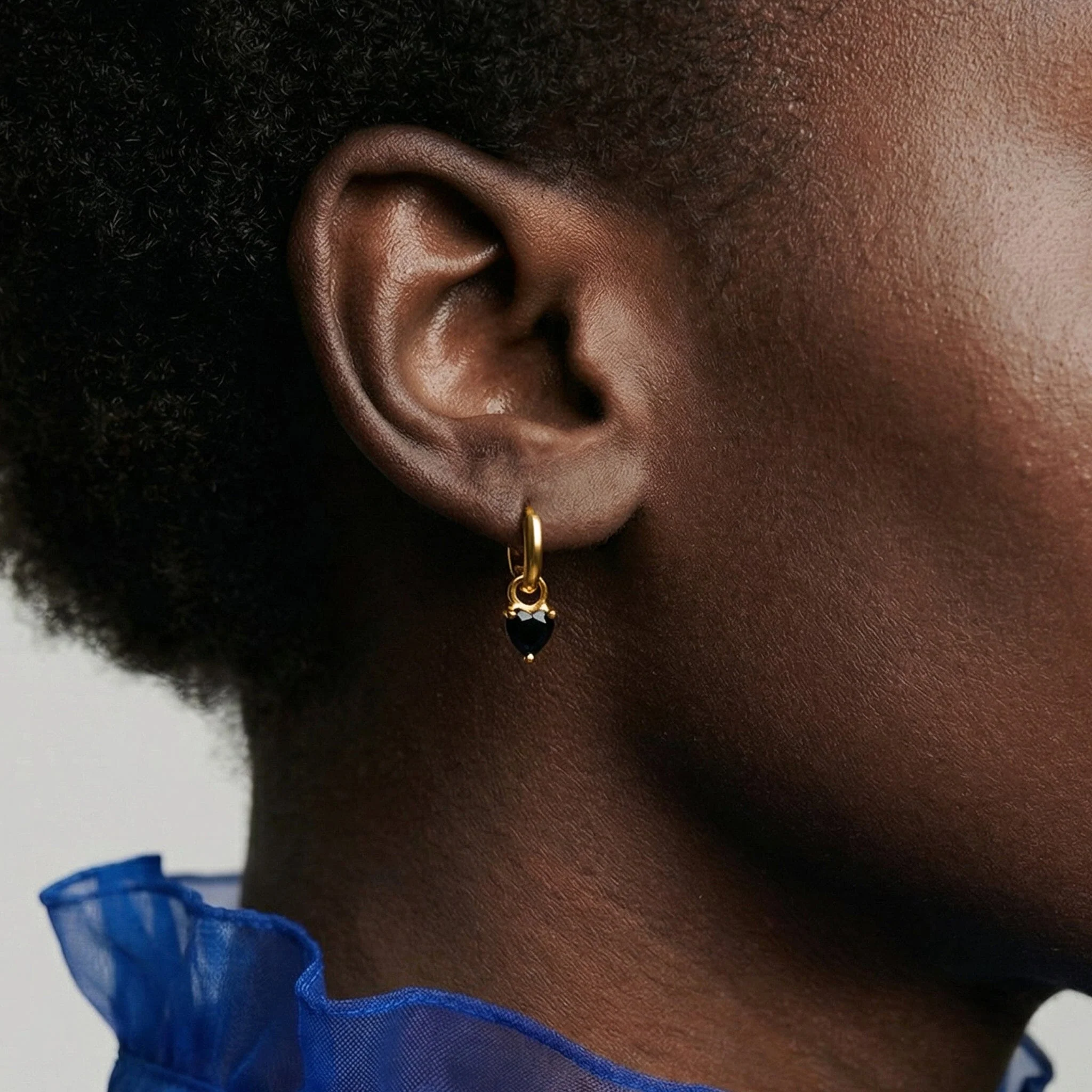 Black Obsidian Earrings - Love Hoops - Image 6