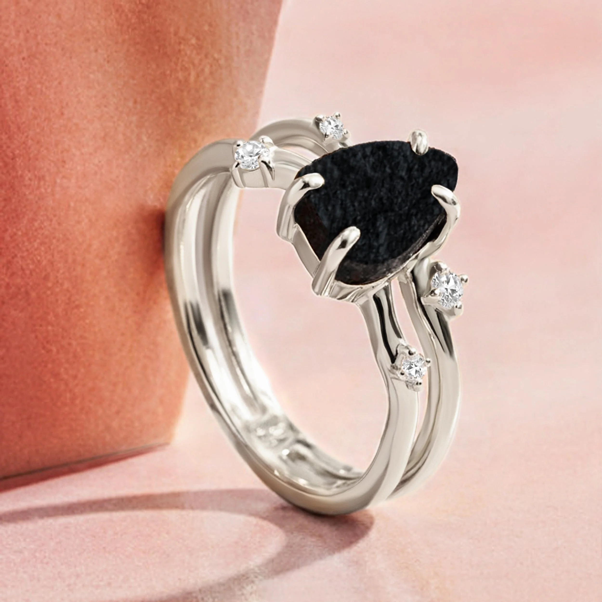 Black Obsidian Flow & Stardust & Waves Rings - Image 13