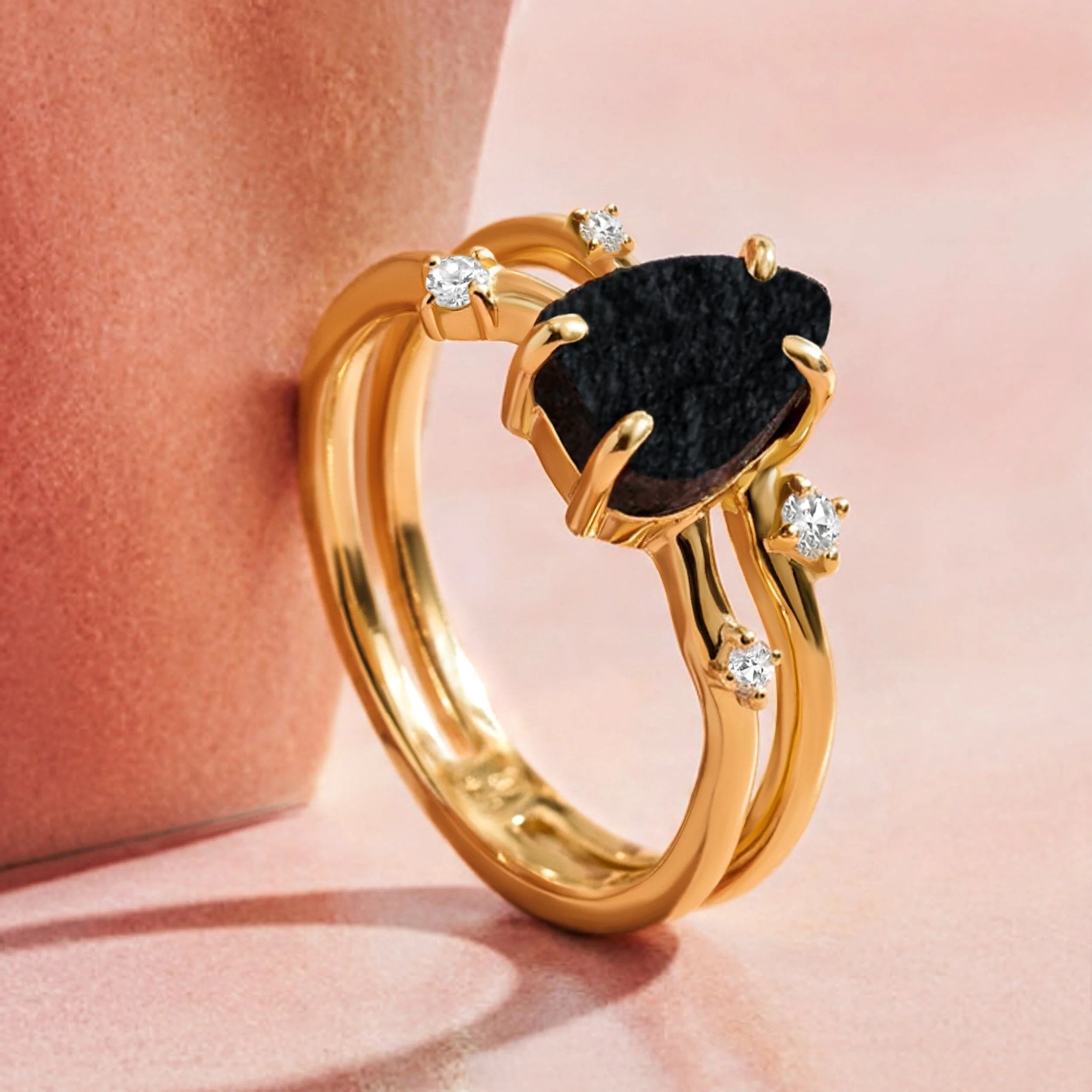 Black Obsidian Flow & Stardust & Waves Rings - Image 14