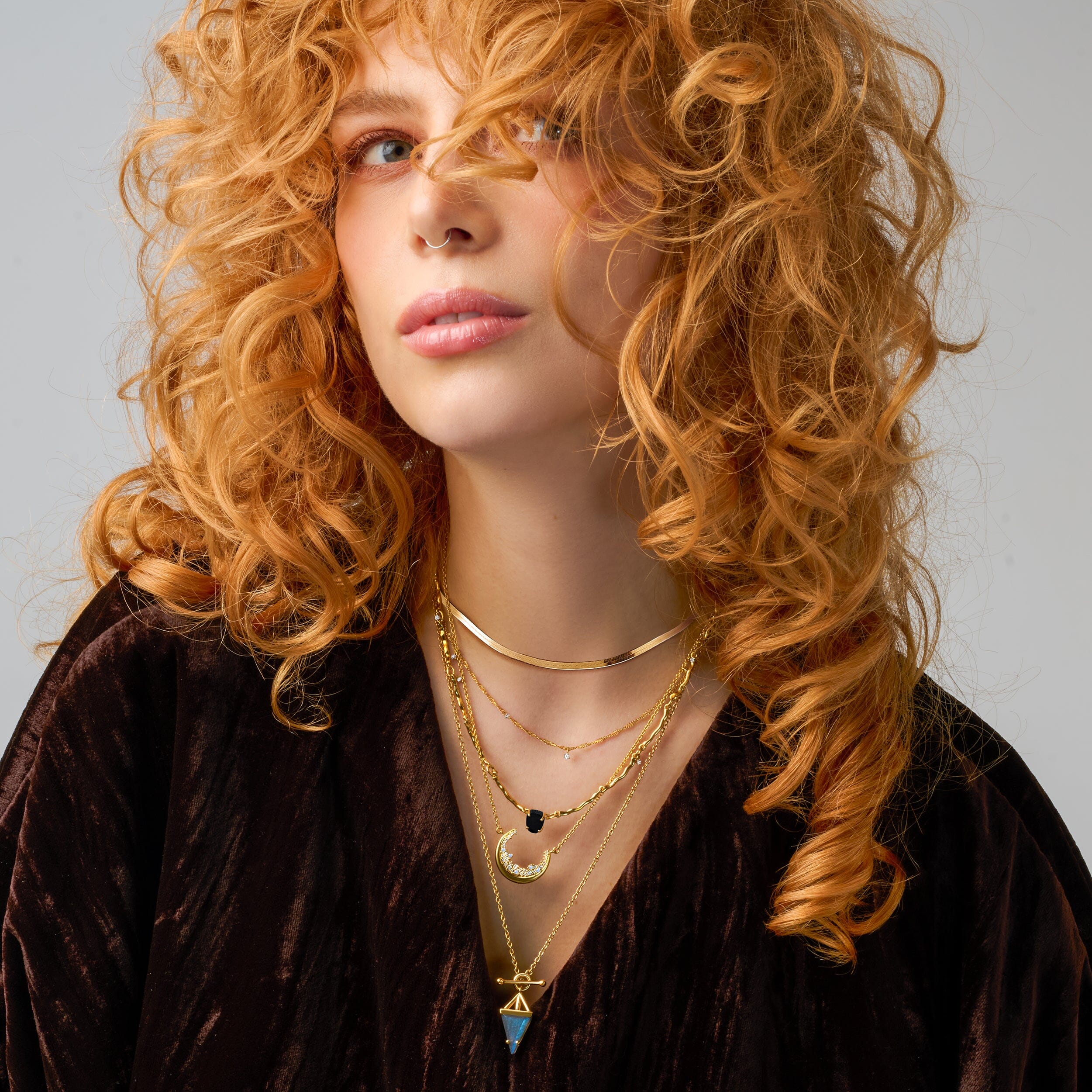 Black Obsidian Flowing Necklace & Herringbone Chain - Image 11