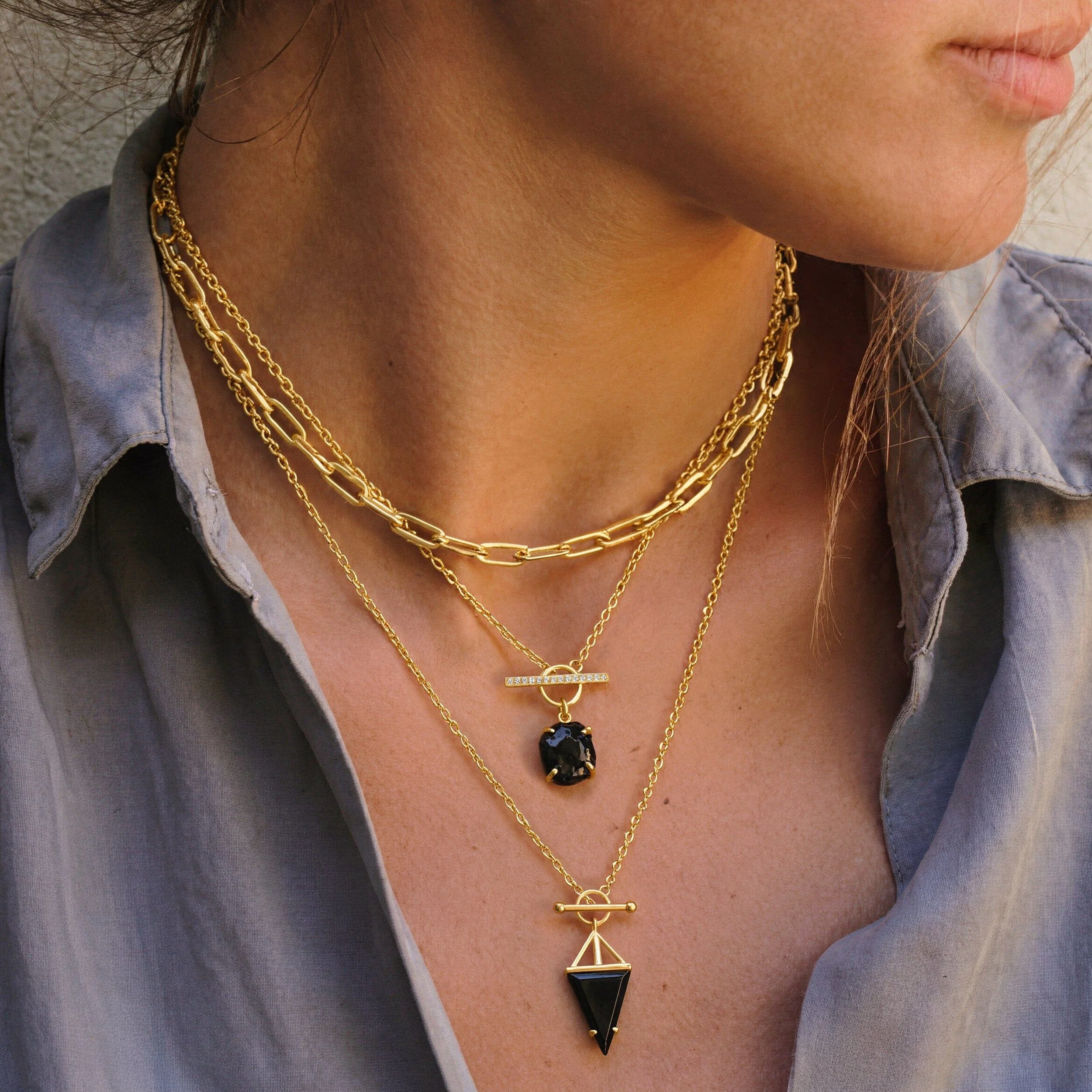 Raw Crystal Necklace - Black Obsidian T-Lock - Image 11