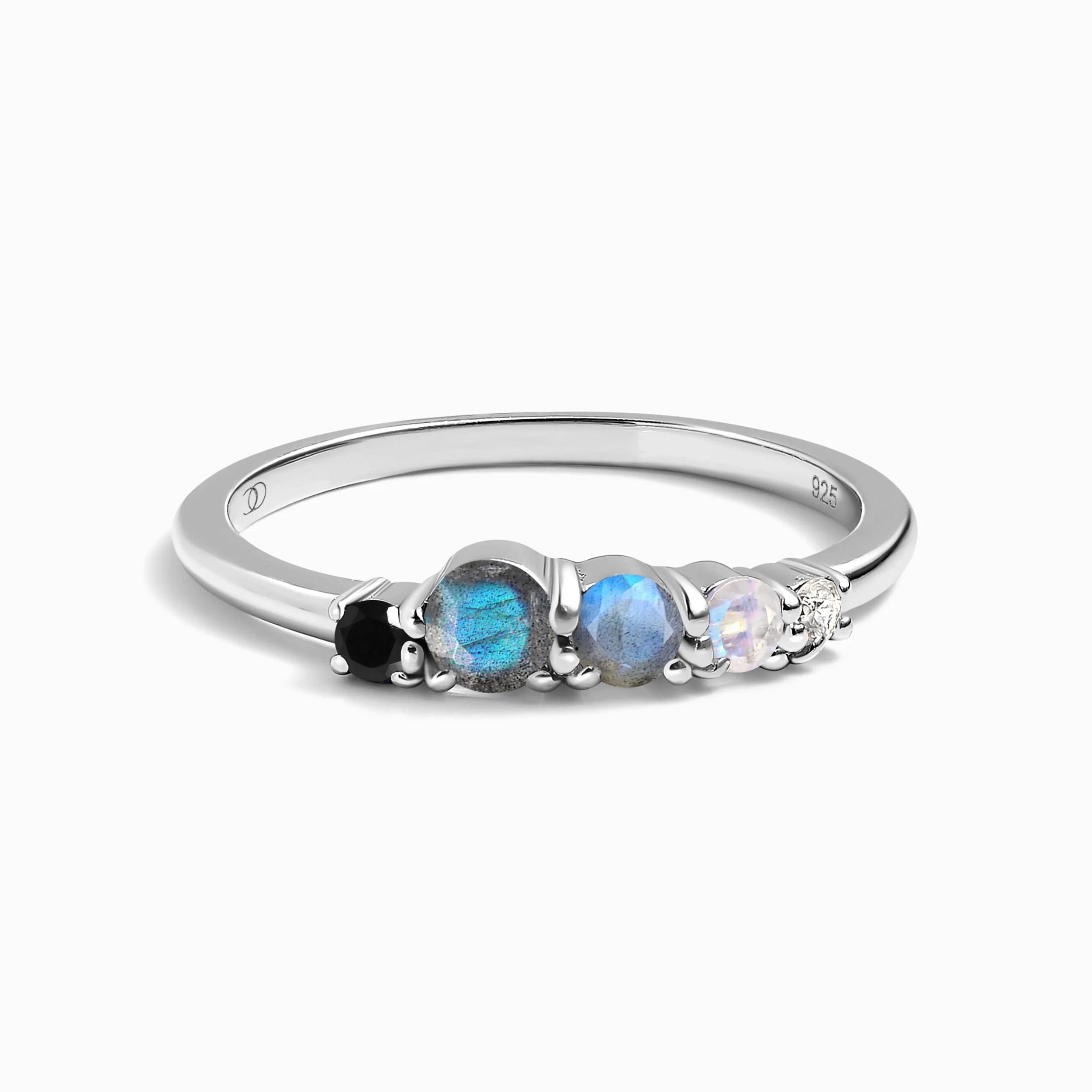 Black Obsidian Labradorite Ring - Rain