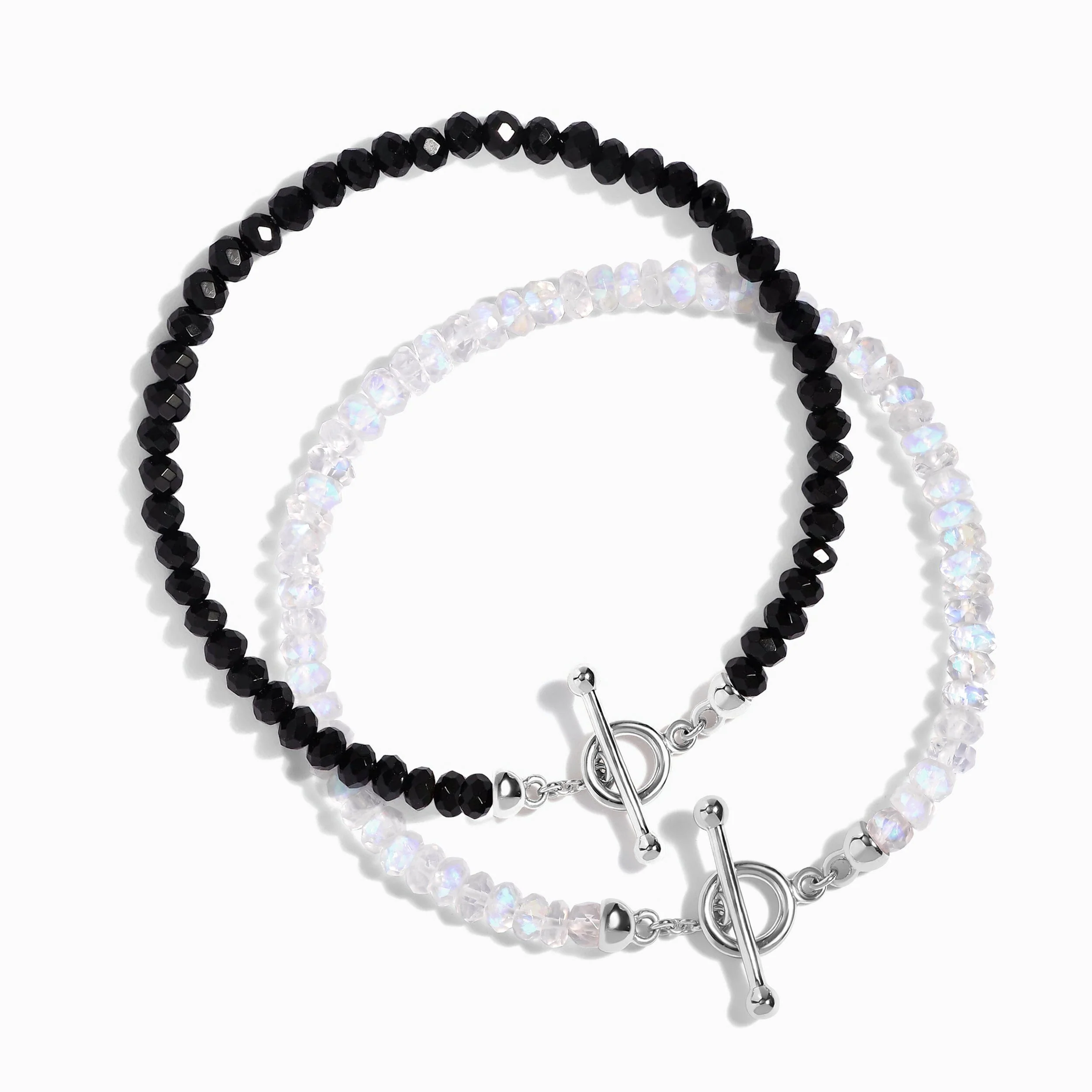 Black Obsidian & Moonstone Bracelet Stack - Spiritual Armor