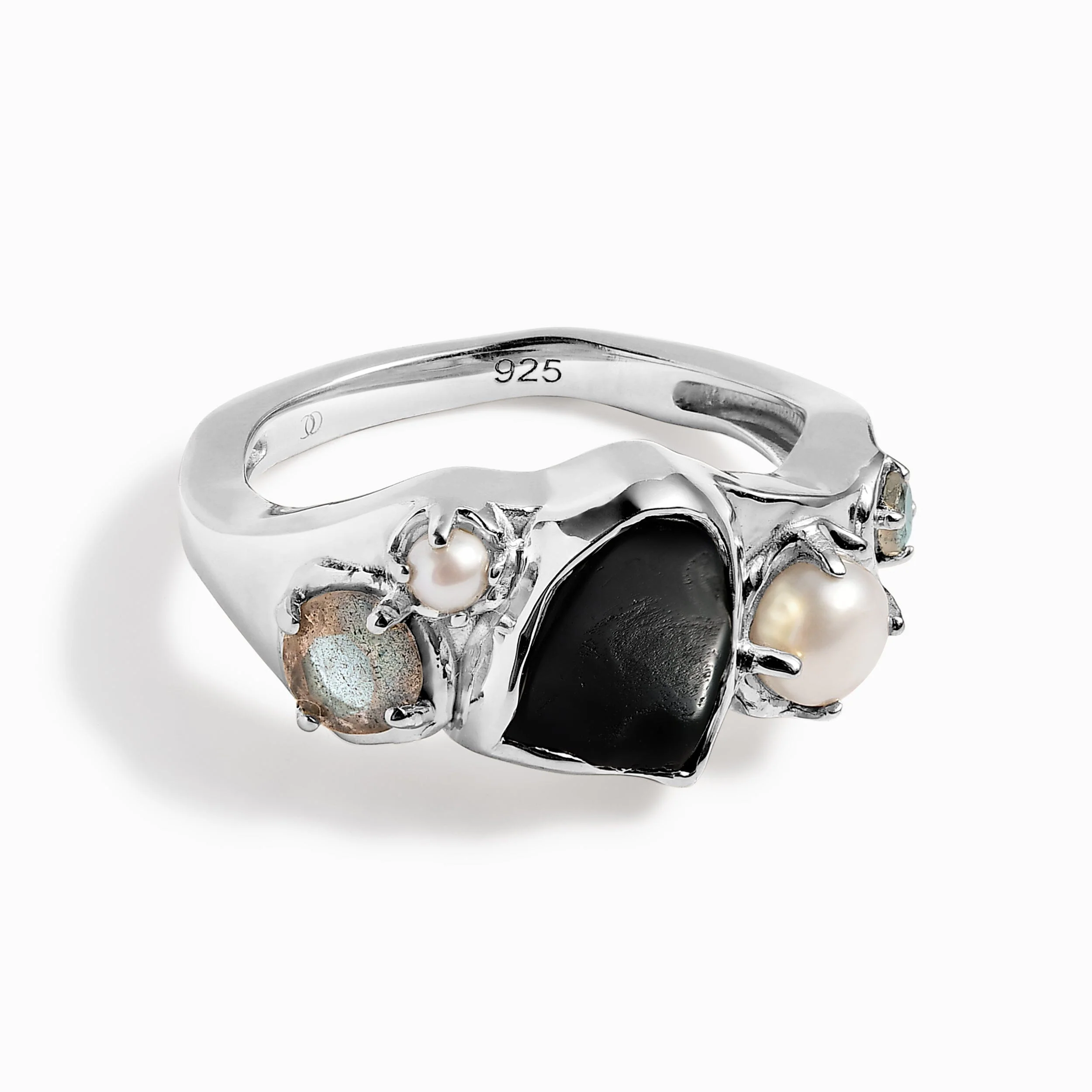 Black Obsidian Pearl Ring - Midnight Heirloom - Image 11