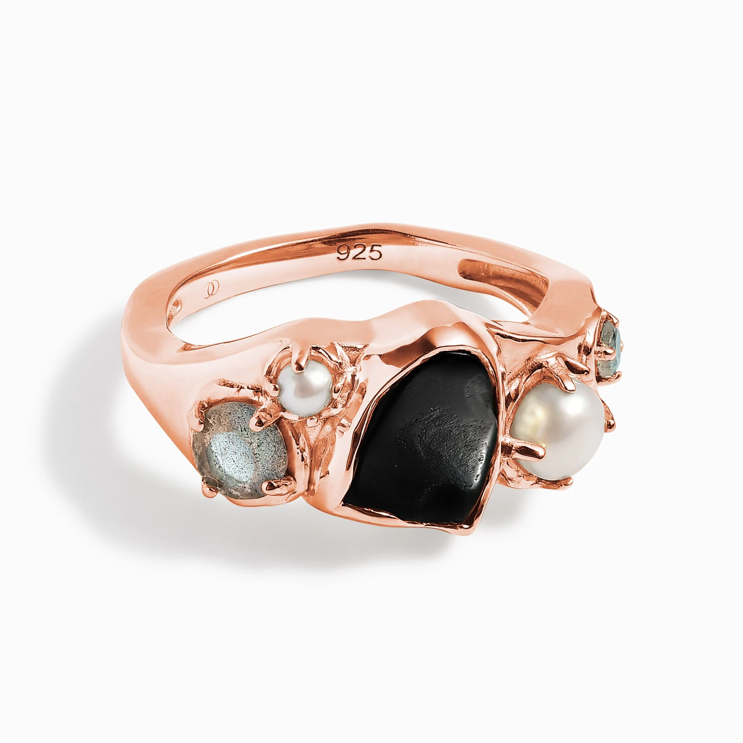 Black Obsidian Pearl Ring - Midnight Heirloom - Image 15