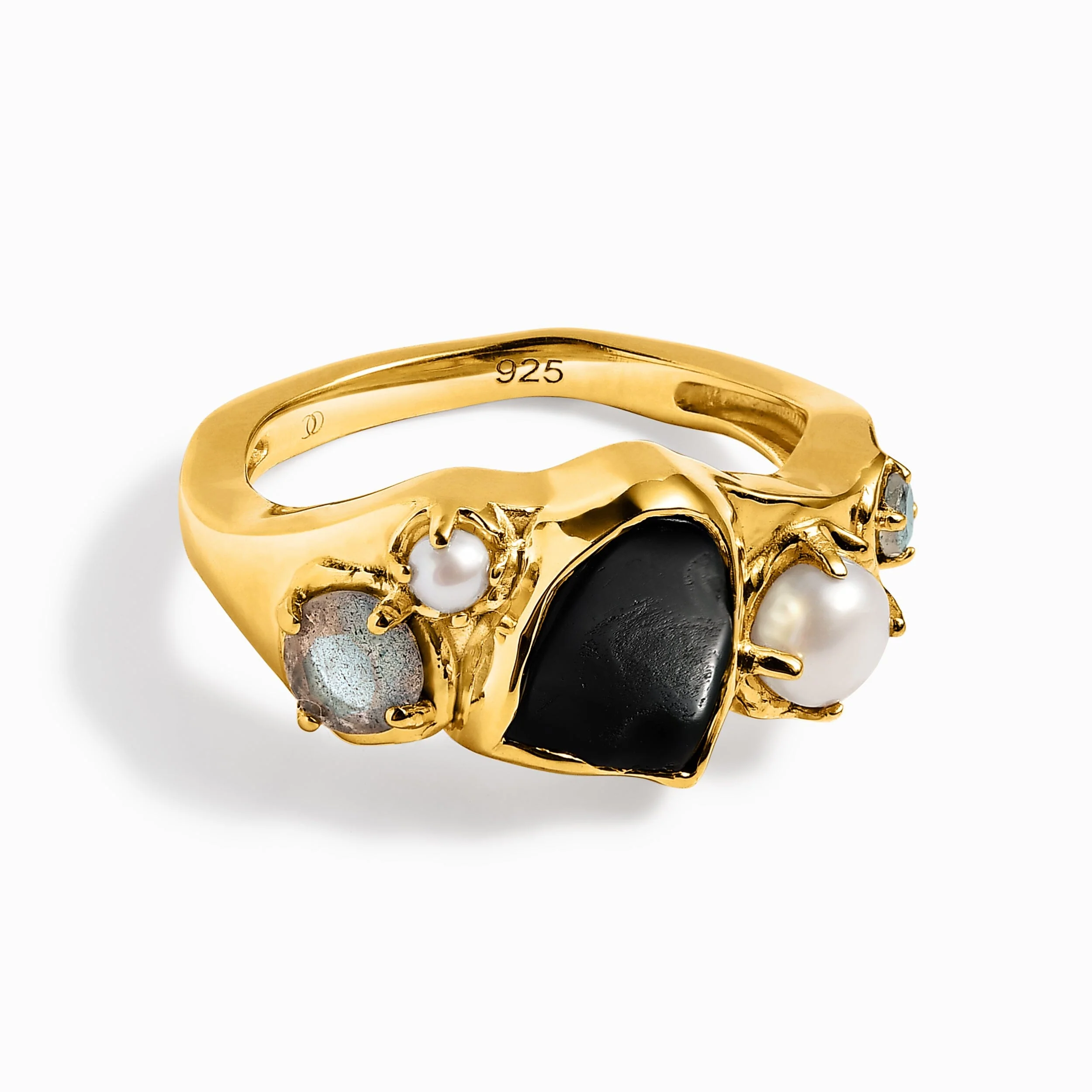 Black Obsidian Pearl Ring - Midnight Heirloom - Image 19