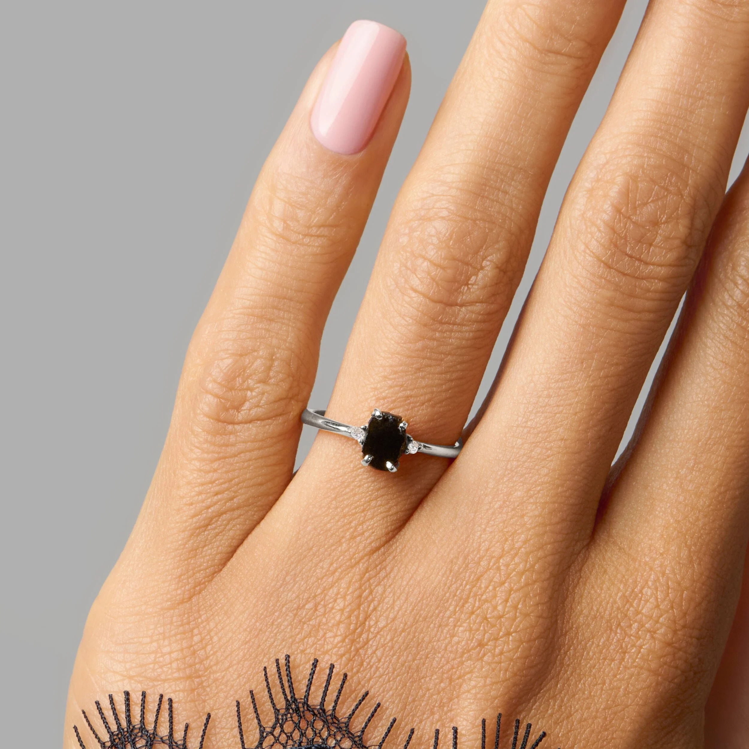 Black Obsidian Ring - Petite Raw Allure - Image 2