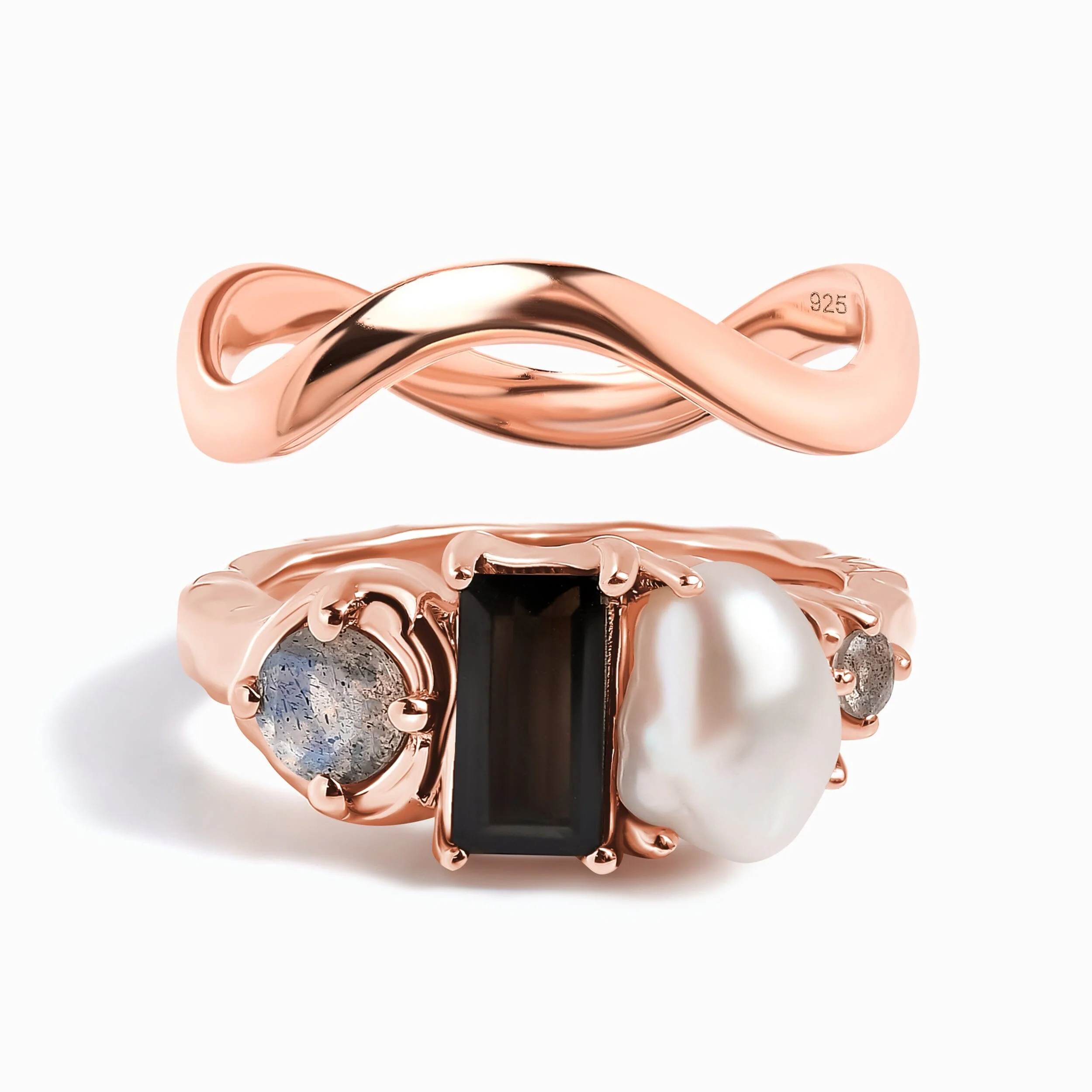 Black Obsidian Treasure & Waves Rings - Image 3