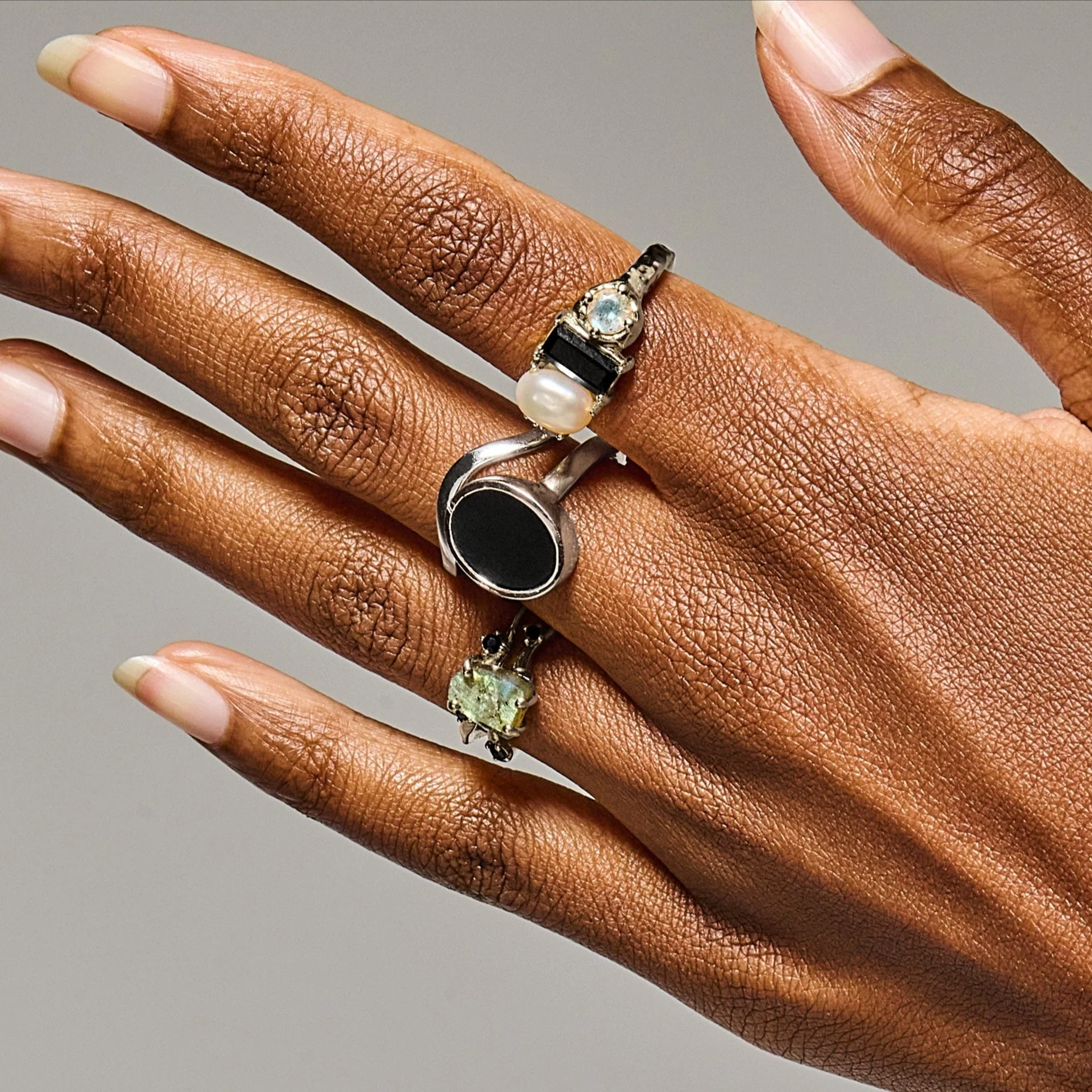 Black Obsidian Treasure & Waves Rings - Image 9