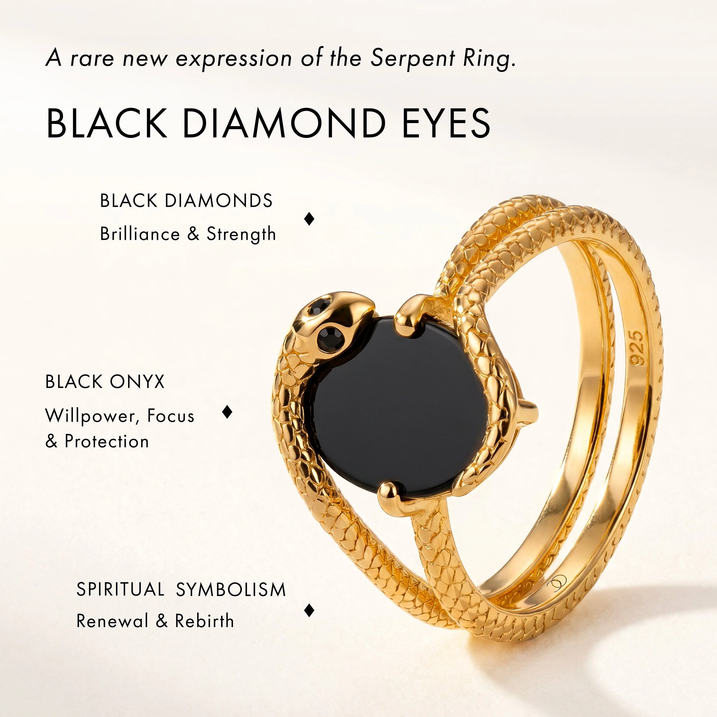 Black Onyx Black Diamond Ring - Serpent - Image 12
