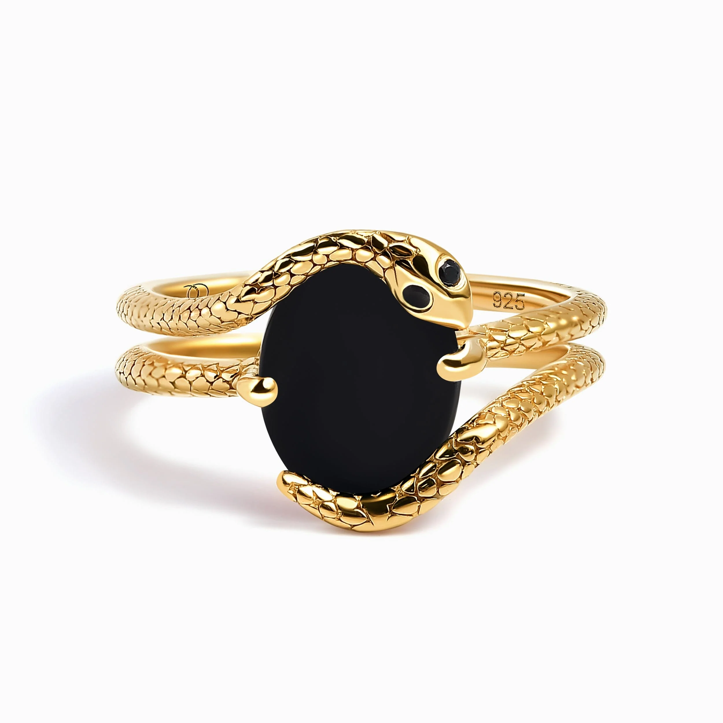 Black Onyx Black Diamond Ring - Serpent - Image 3