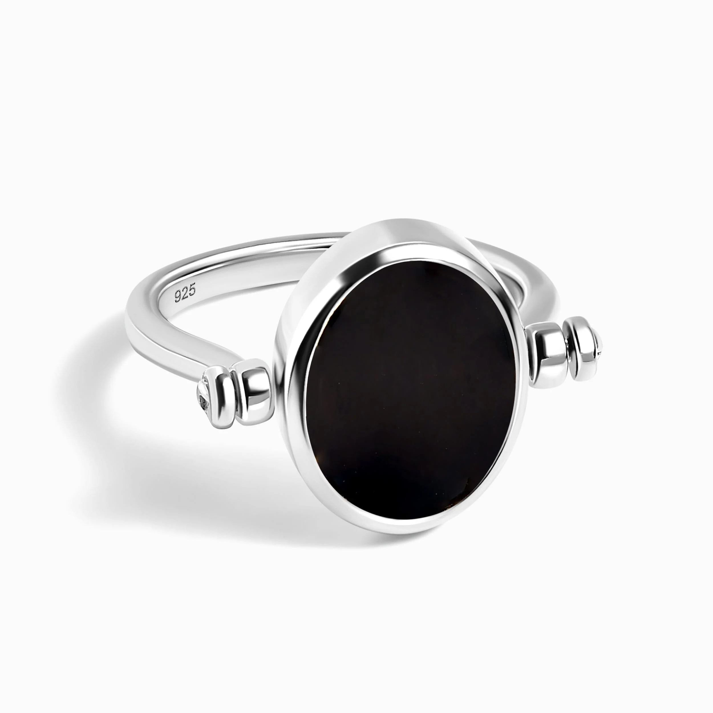 Black Onyx Mother of Pearl Fidget Ring - Spinning Enfolded - Image 35