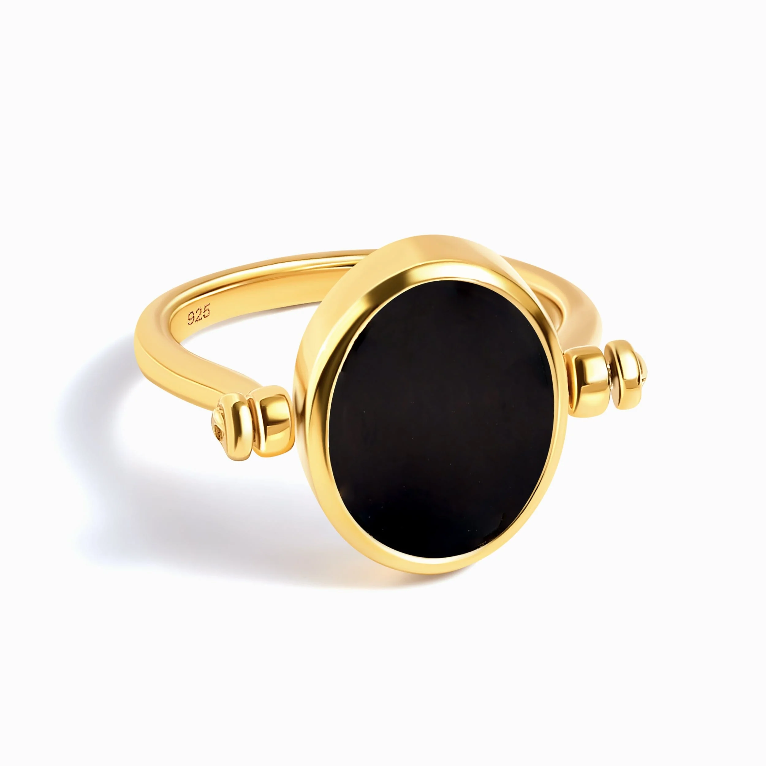 Black Onyx Mother of Pearl Fidget Ring - Spinning Enfolded - Image 37