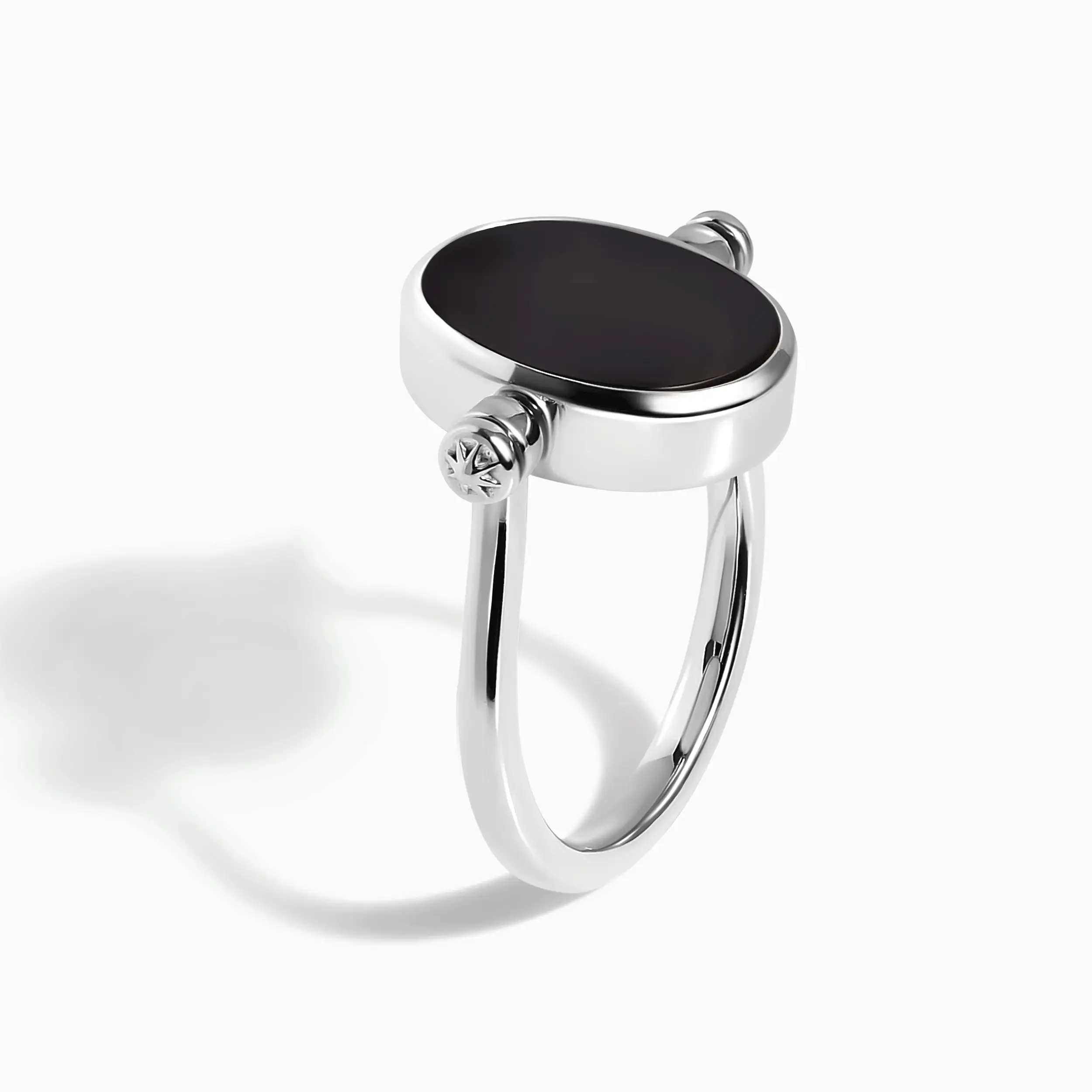 Black Onyx Mother of Pearl Spinning Enfolded Ring & Waves Band - Image 15