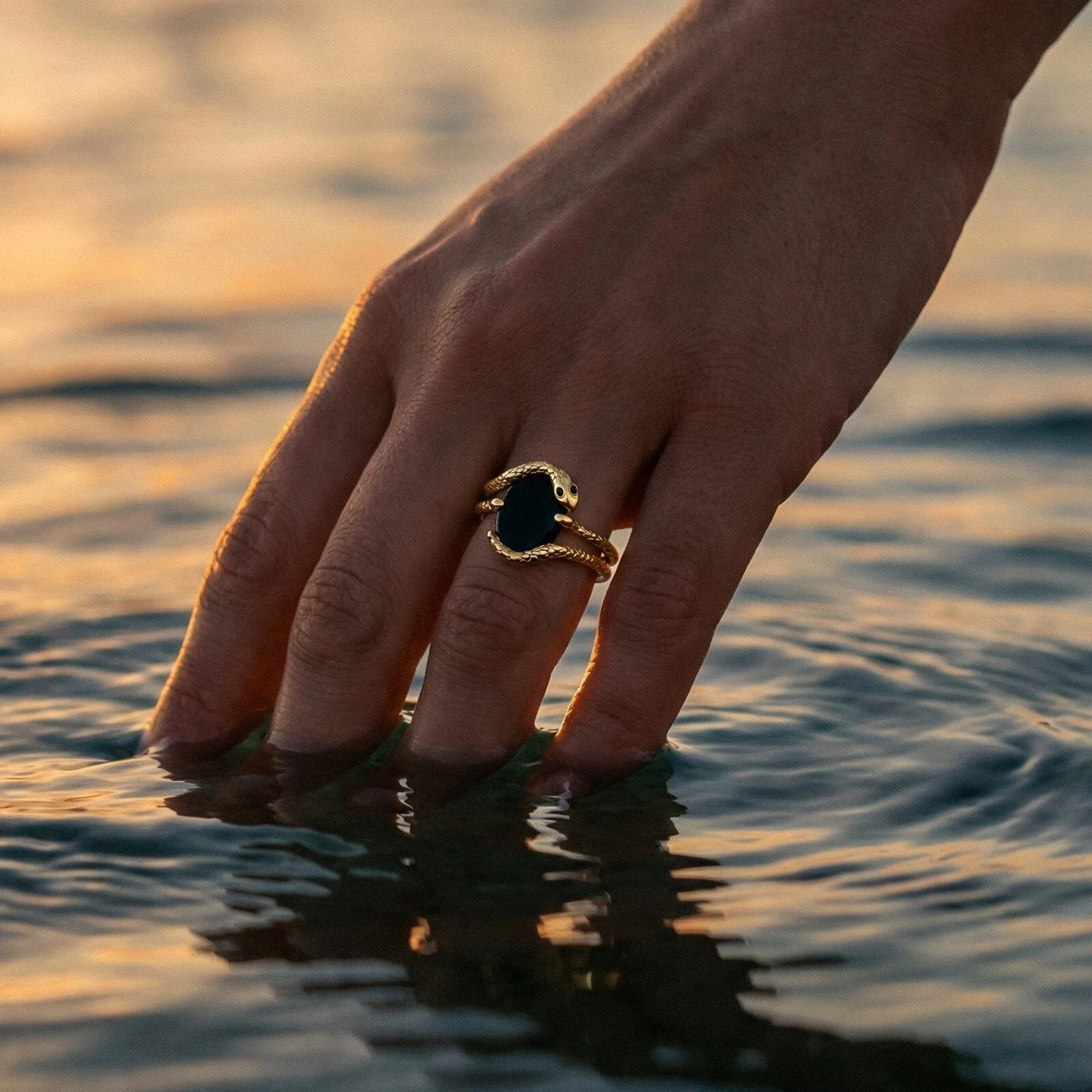Black Onyx Serpent & Twinkling & Waves Rings - Image 15