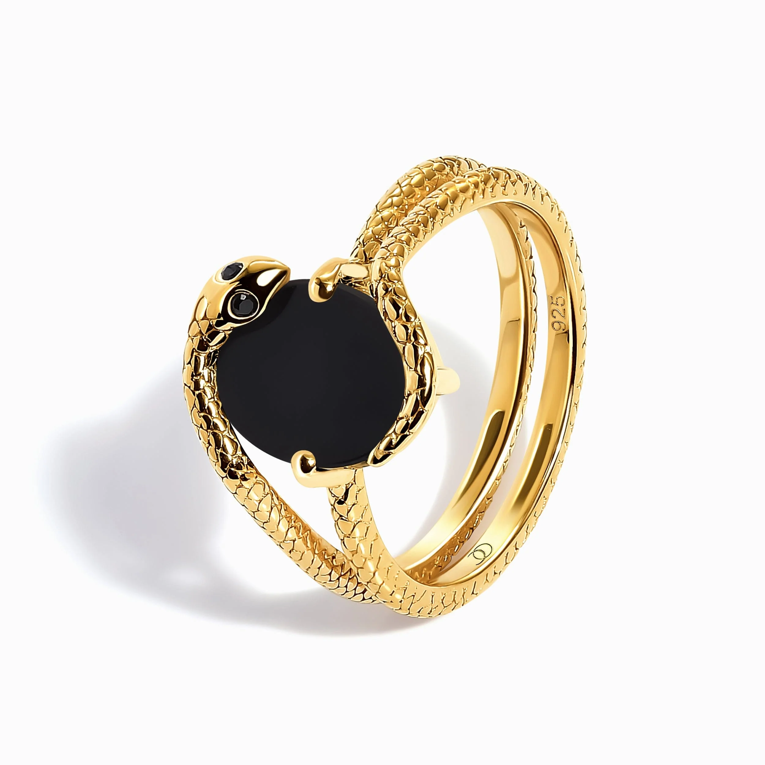 Black Onyx Serpent & Twinkling & Waves Rings - Image 7
