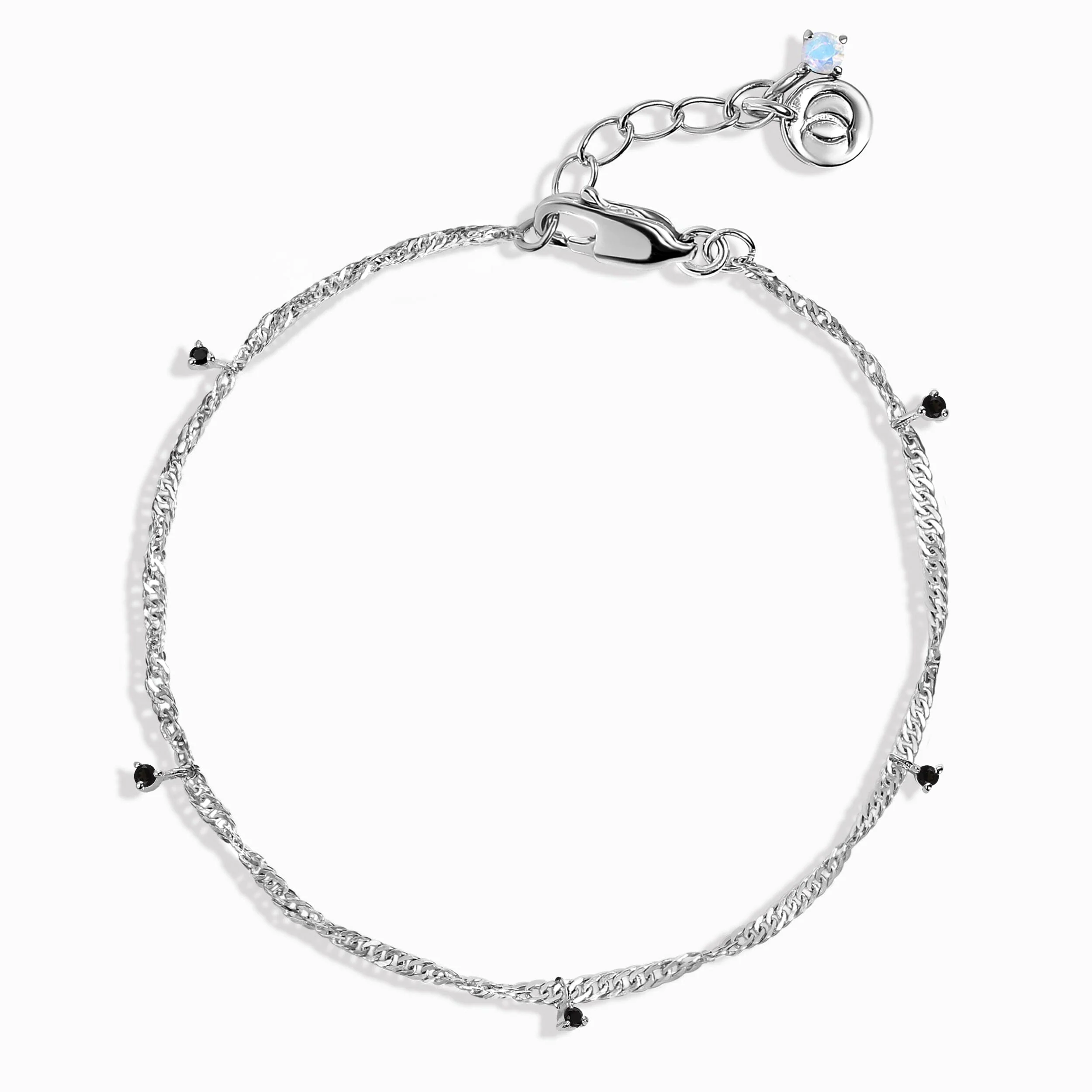 Black Spinel Anklet - Flowing