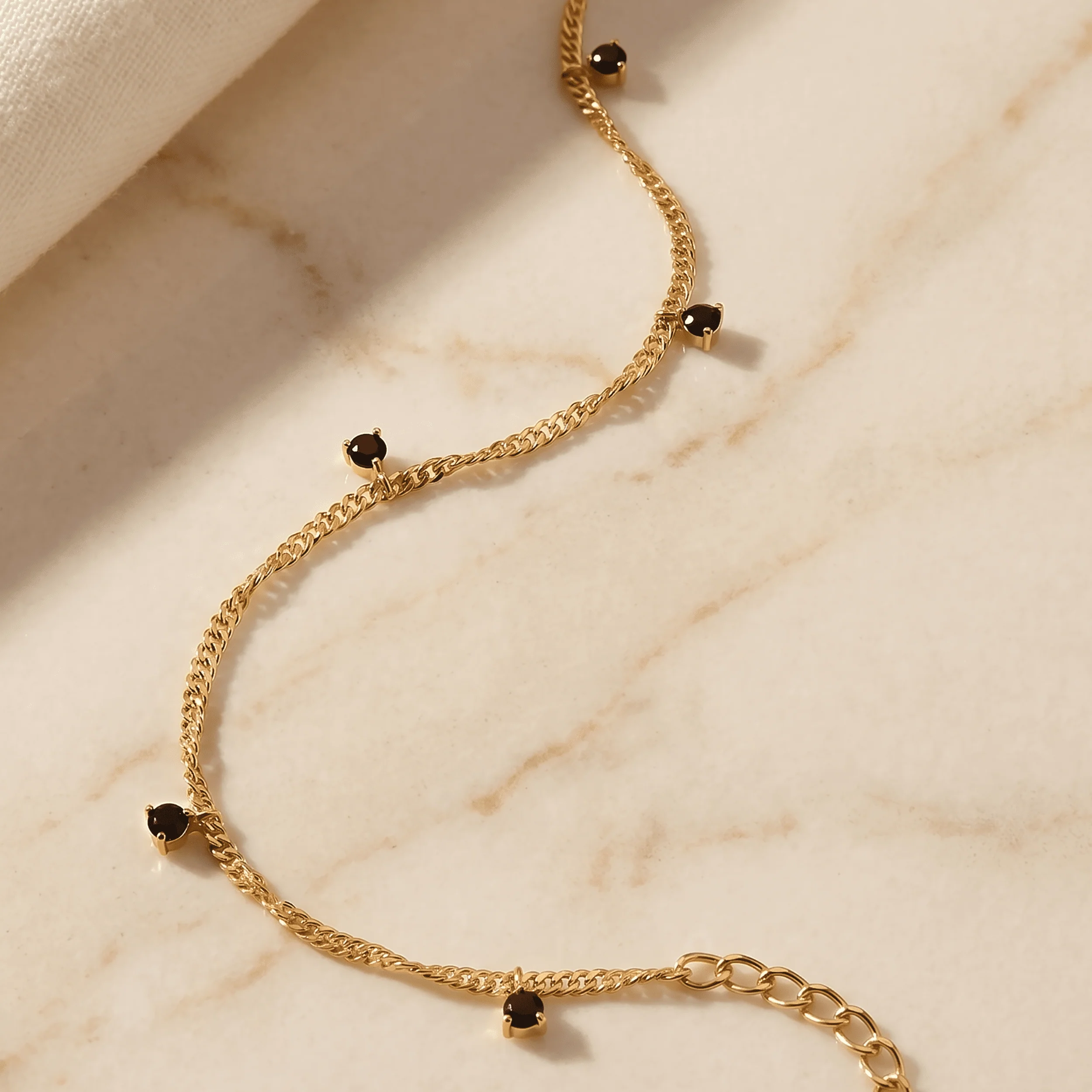 Black Spinel Anklet - Flowing - Image 11