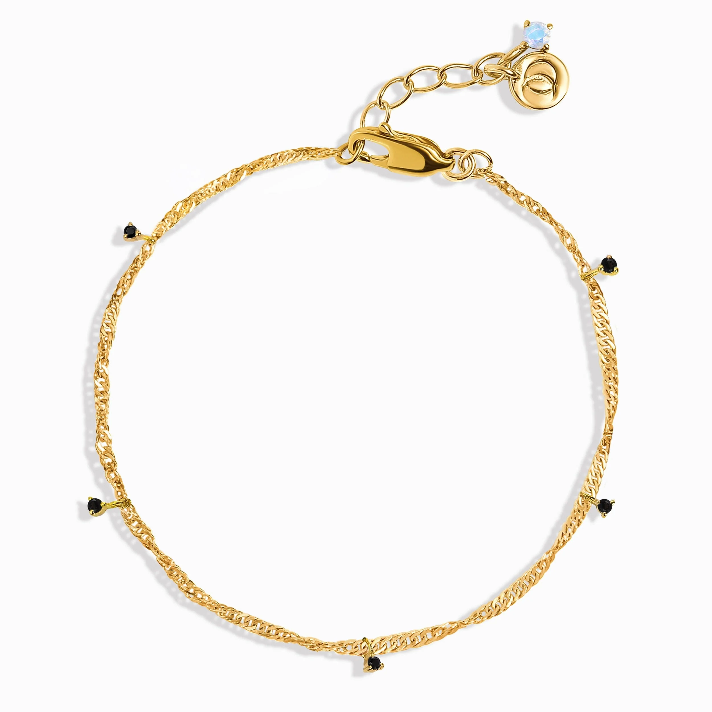 Black Spinel Anklet - Flowing - Image 4
