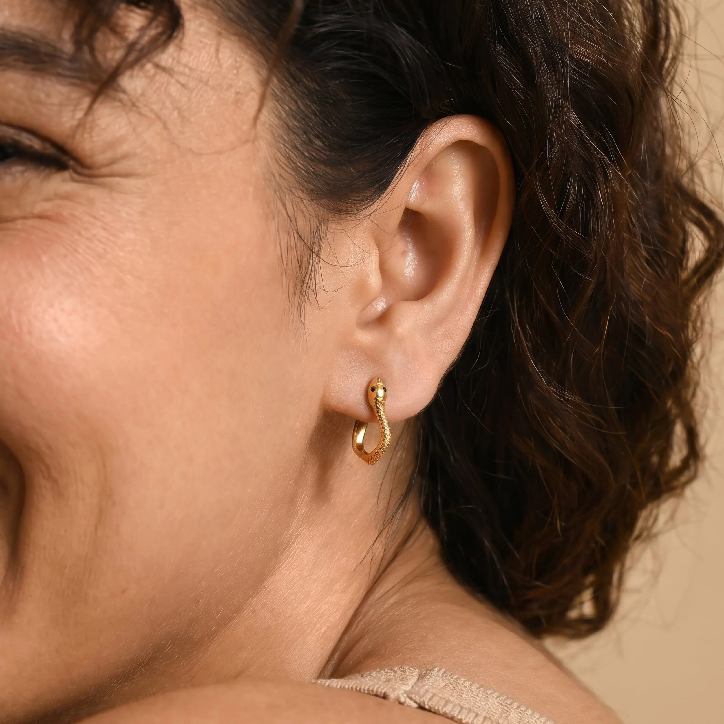 Black Spinel Earrings - Serpent - Image 5