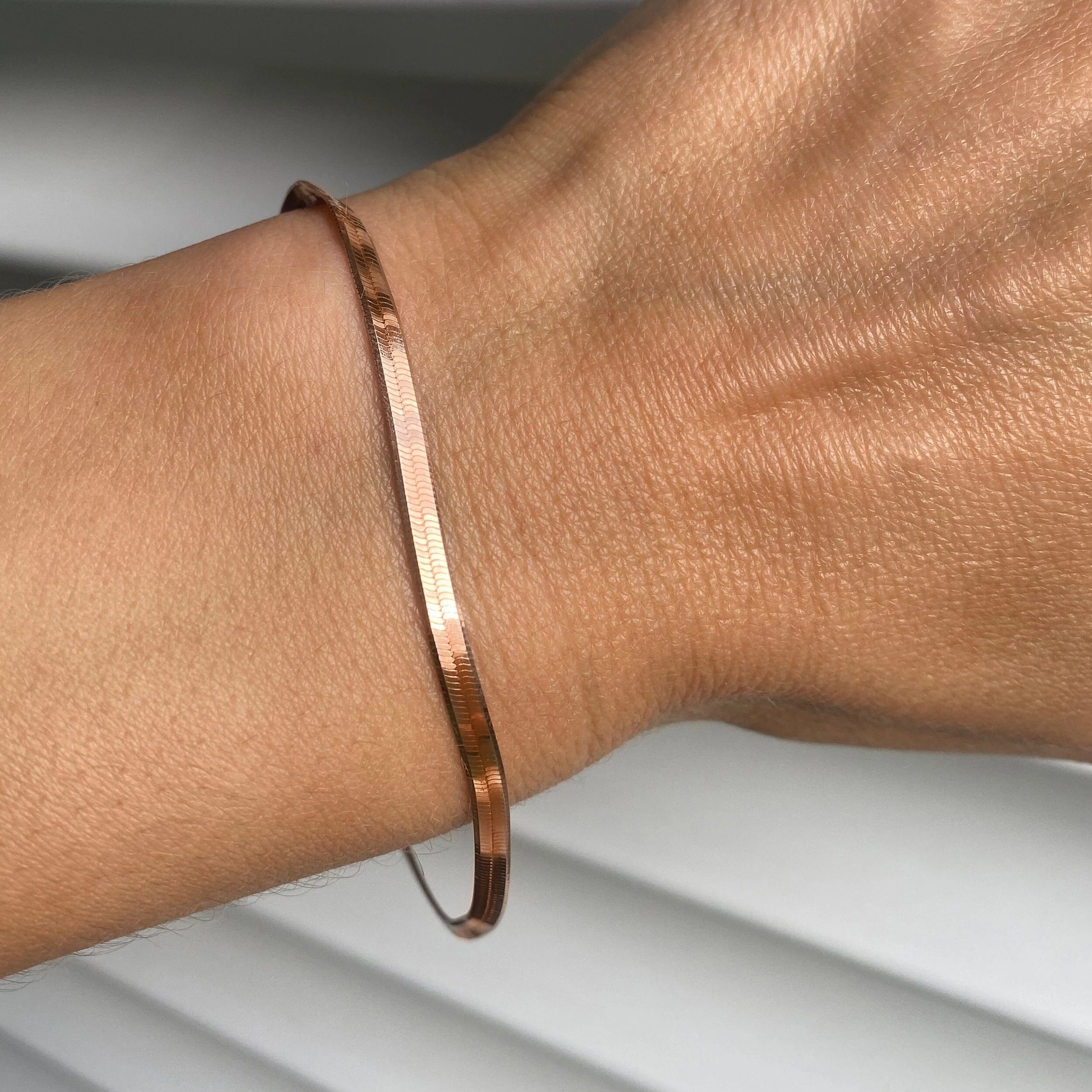 Plain Metal Wristlet - Herringbone Bracelet - Image 4