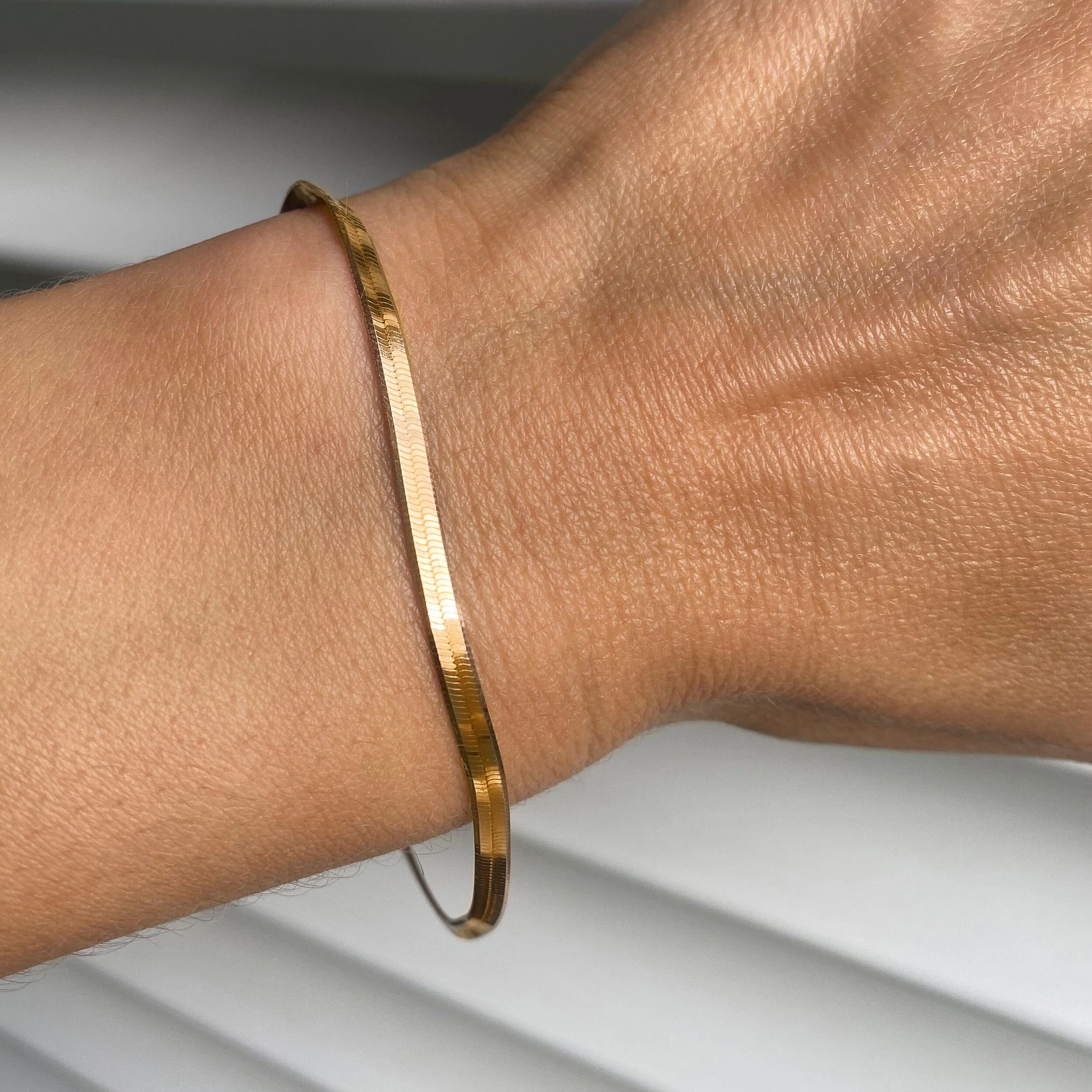 Plain Metal Wristlet - Herringbone Bracelet - Image 6