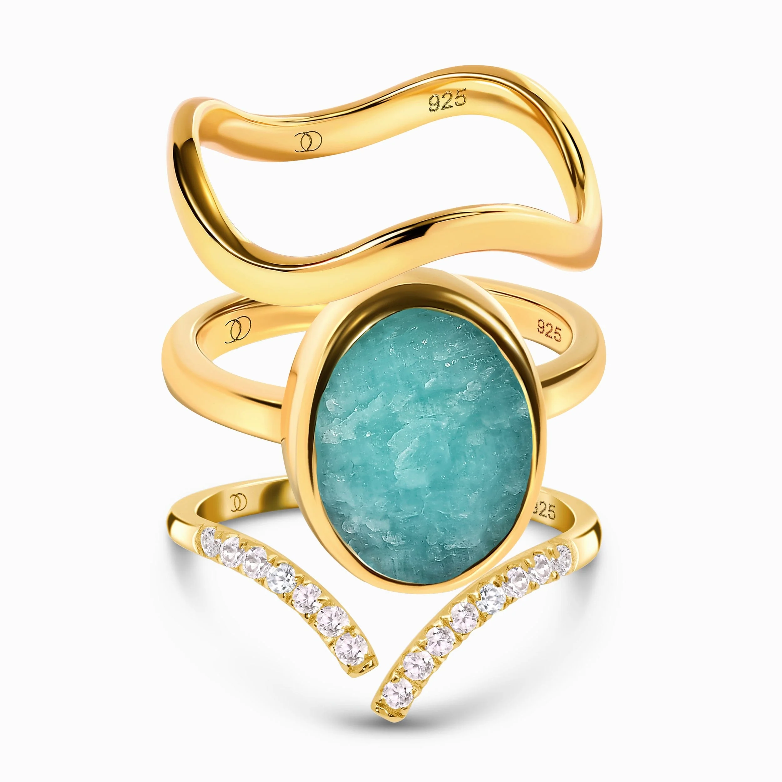 Enfolded Amazonite & Infinite & Waves Rings - Image 3