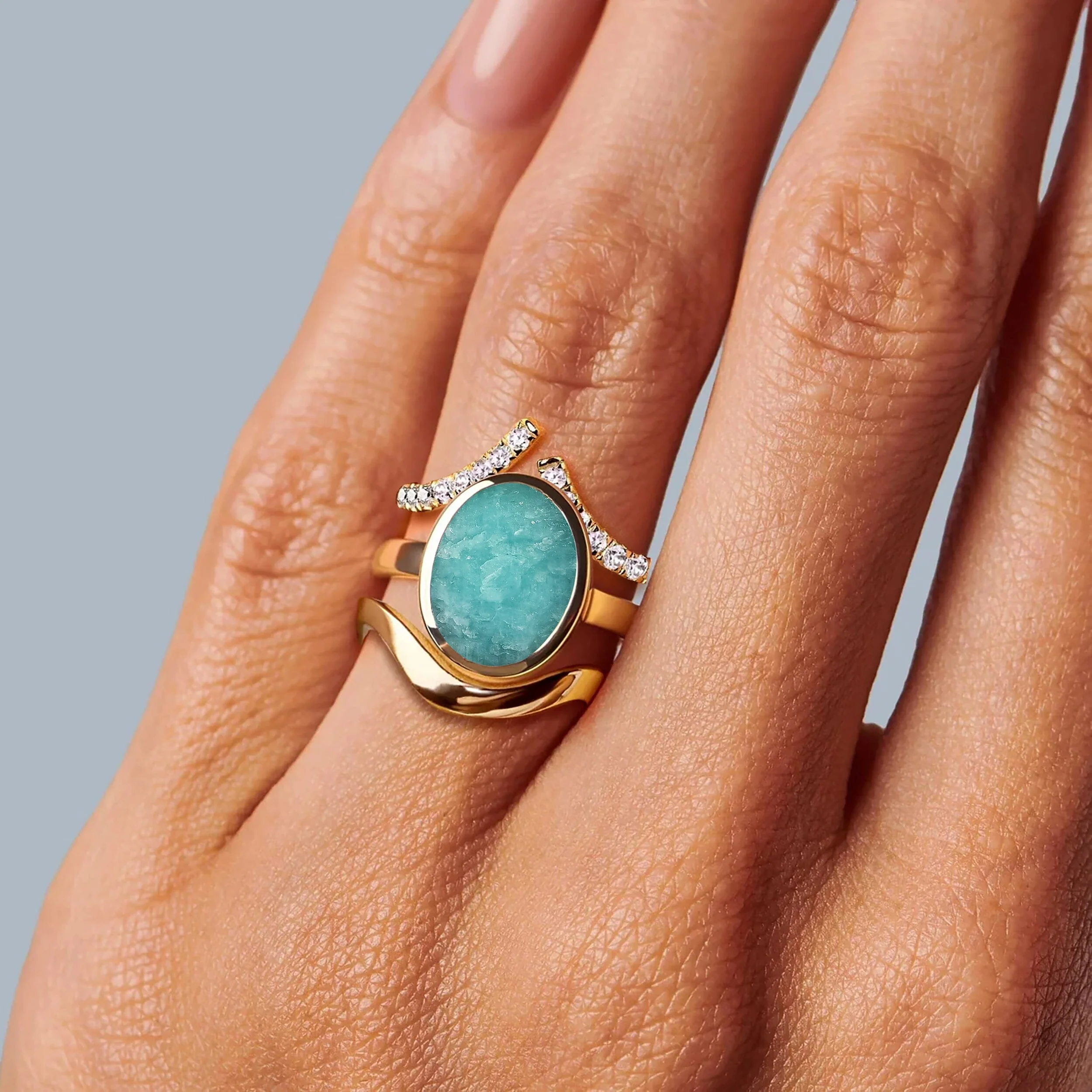 Enfolded Amazonite & Infinite & Waves Rings - Image 4