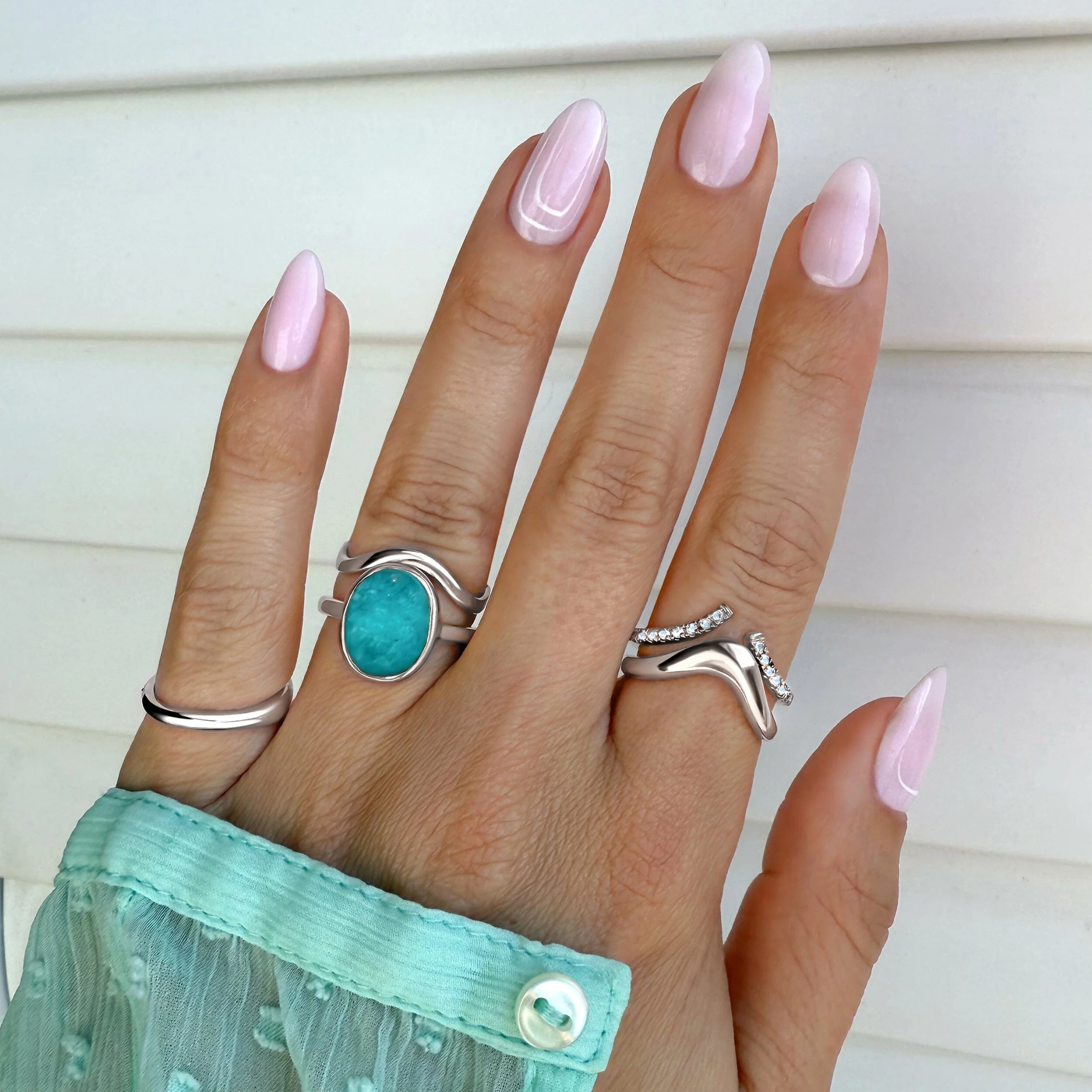 Enfolded Amazonite & Infinite & Waves Rings - Image 9