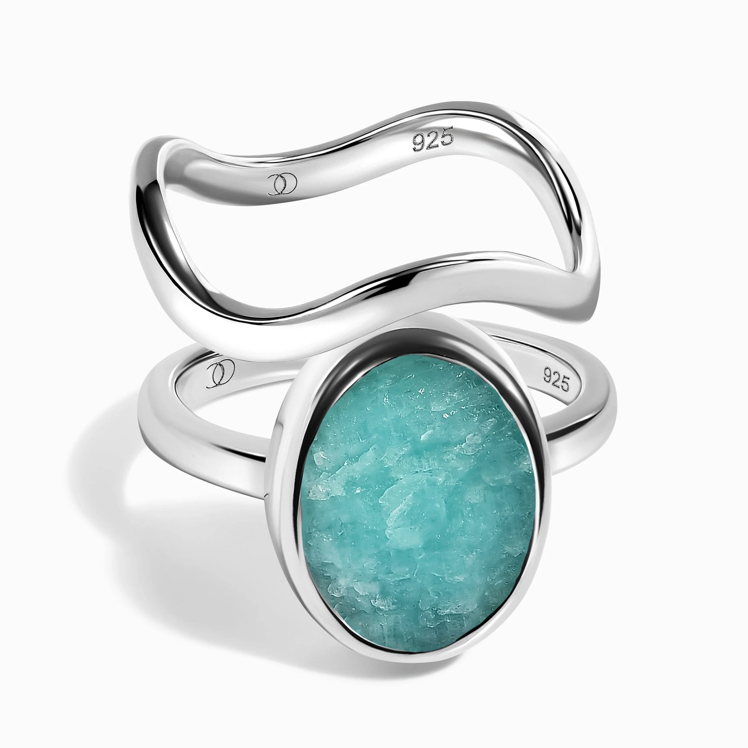 Enfolded Amazonite & Waves Rings - Image 3