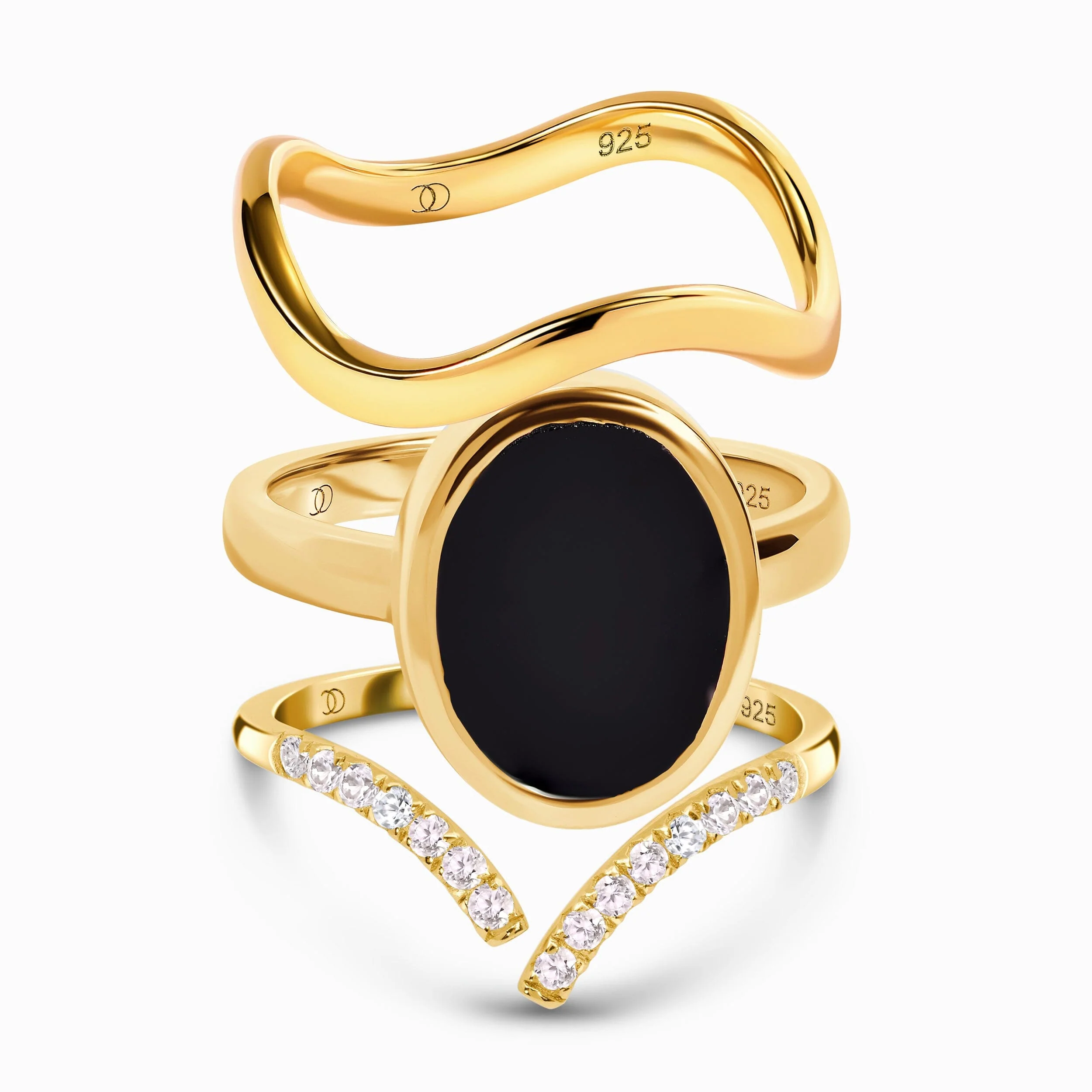 Enfolded Black Onyx & Infinite & Waves Rings - Image 3