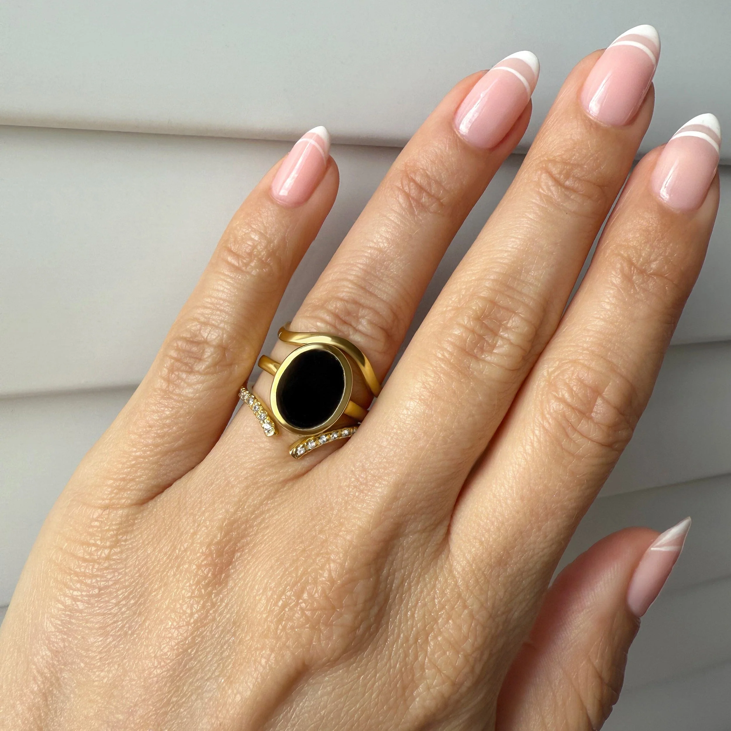 Enfolded Black Onyx & Infinite & Waves Rings - Image 4