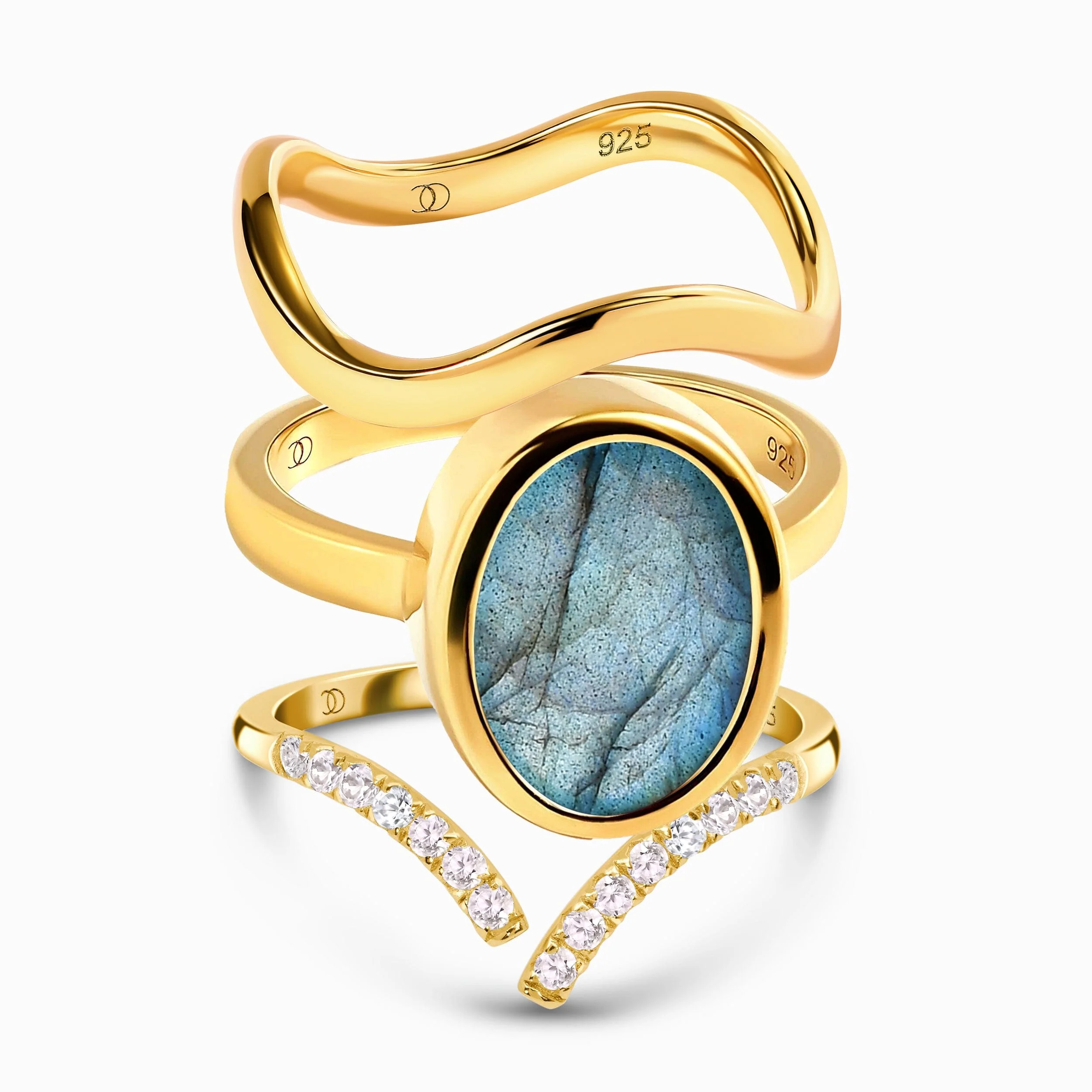 Enfolded Labradorite & Infinite & Waves Rings - Image 3