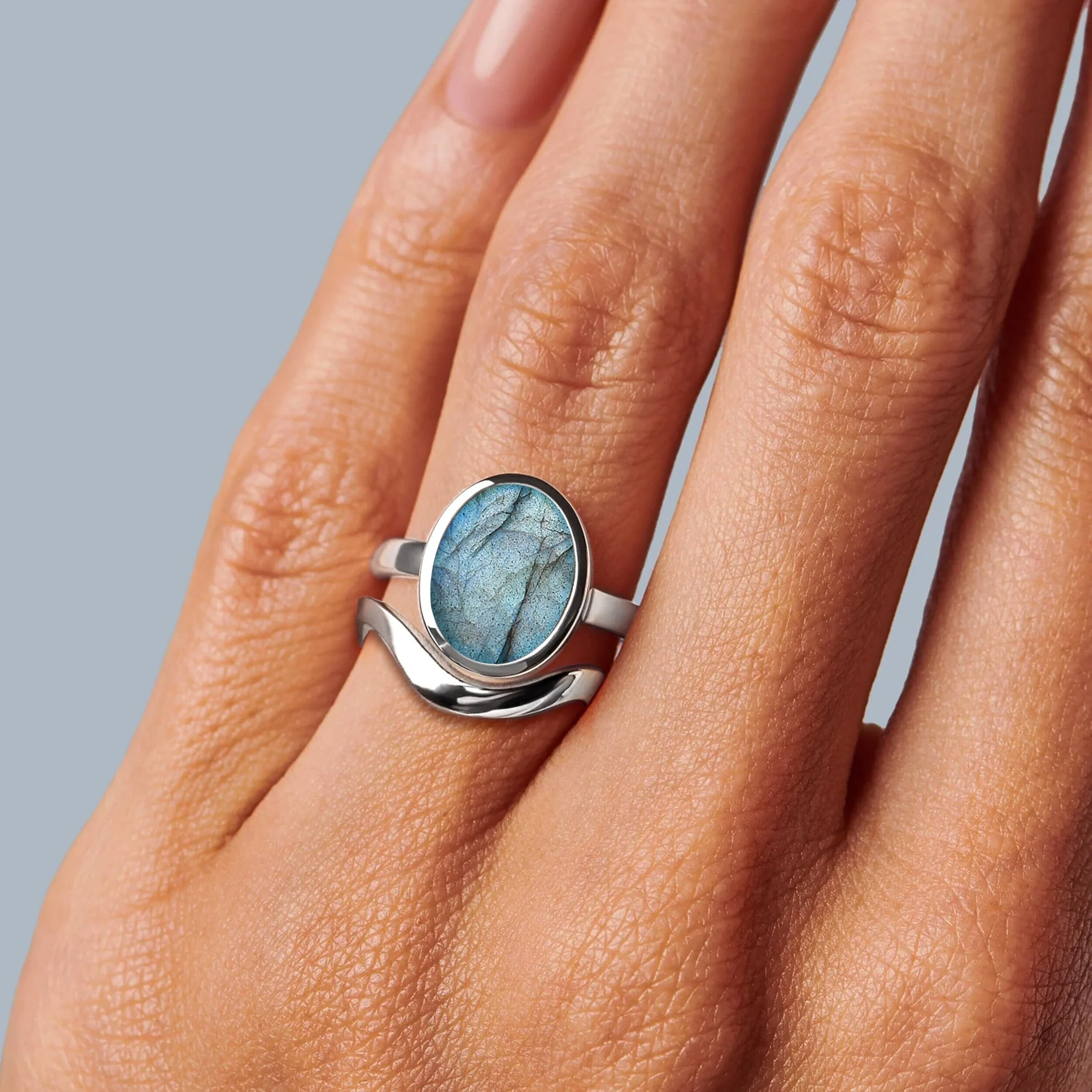 Enfolded Labradorite & Waves Rings - Image 18