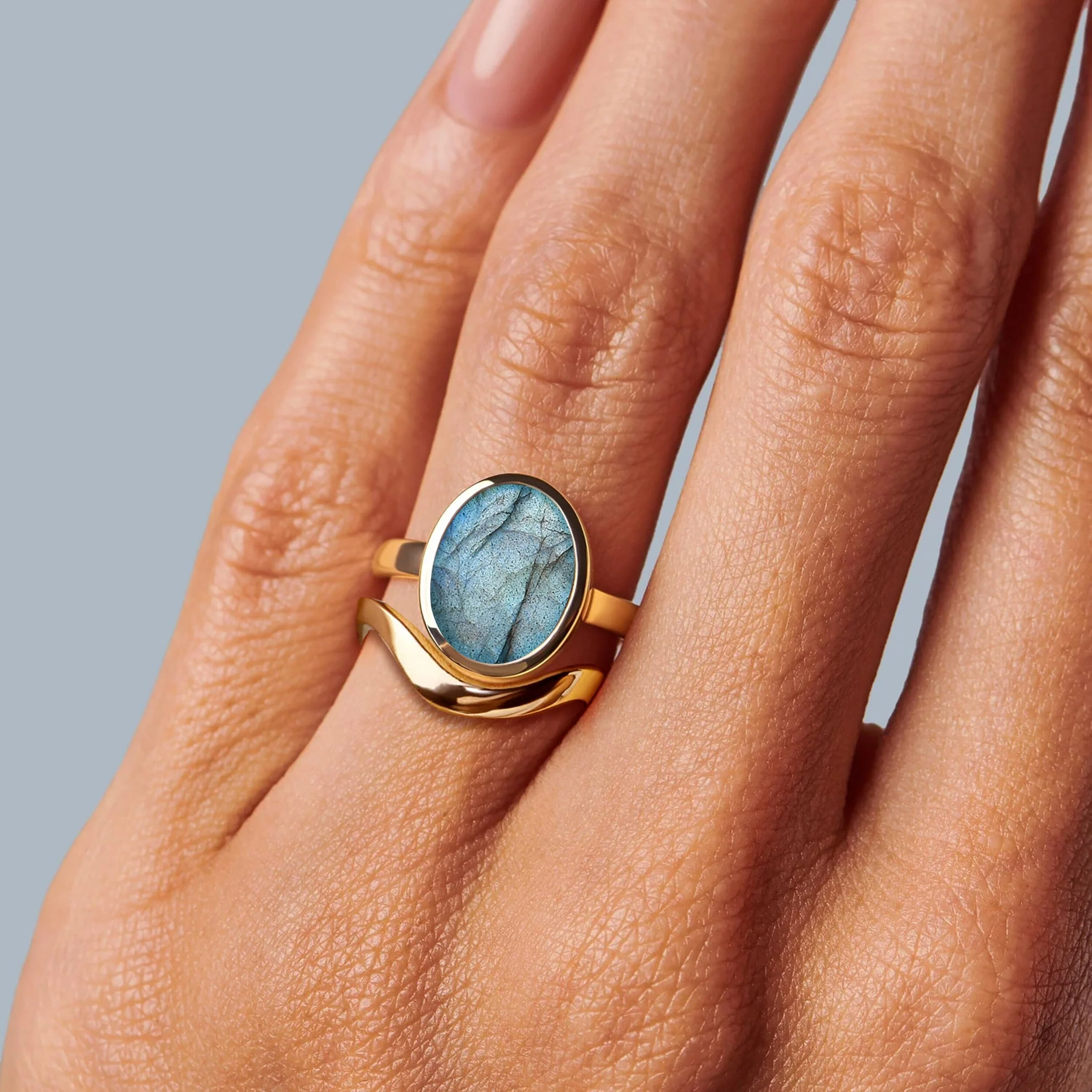 Enfolded Labradorite & Waves Rings - Image 19