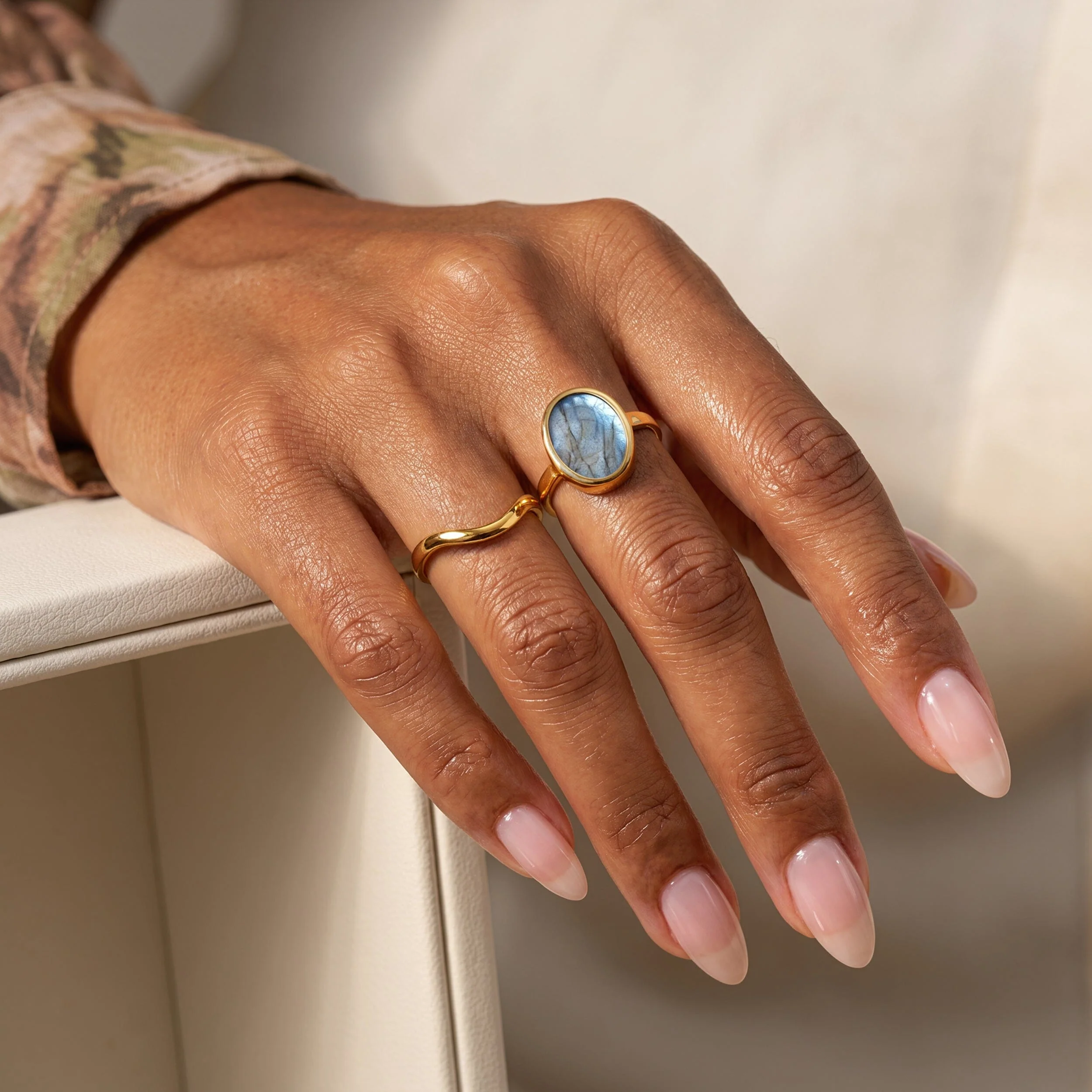 Enfolded Labradorite & Waves Rings - Image 4