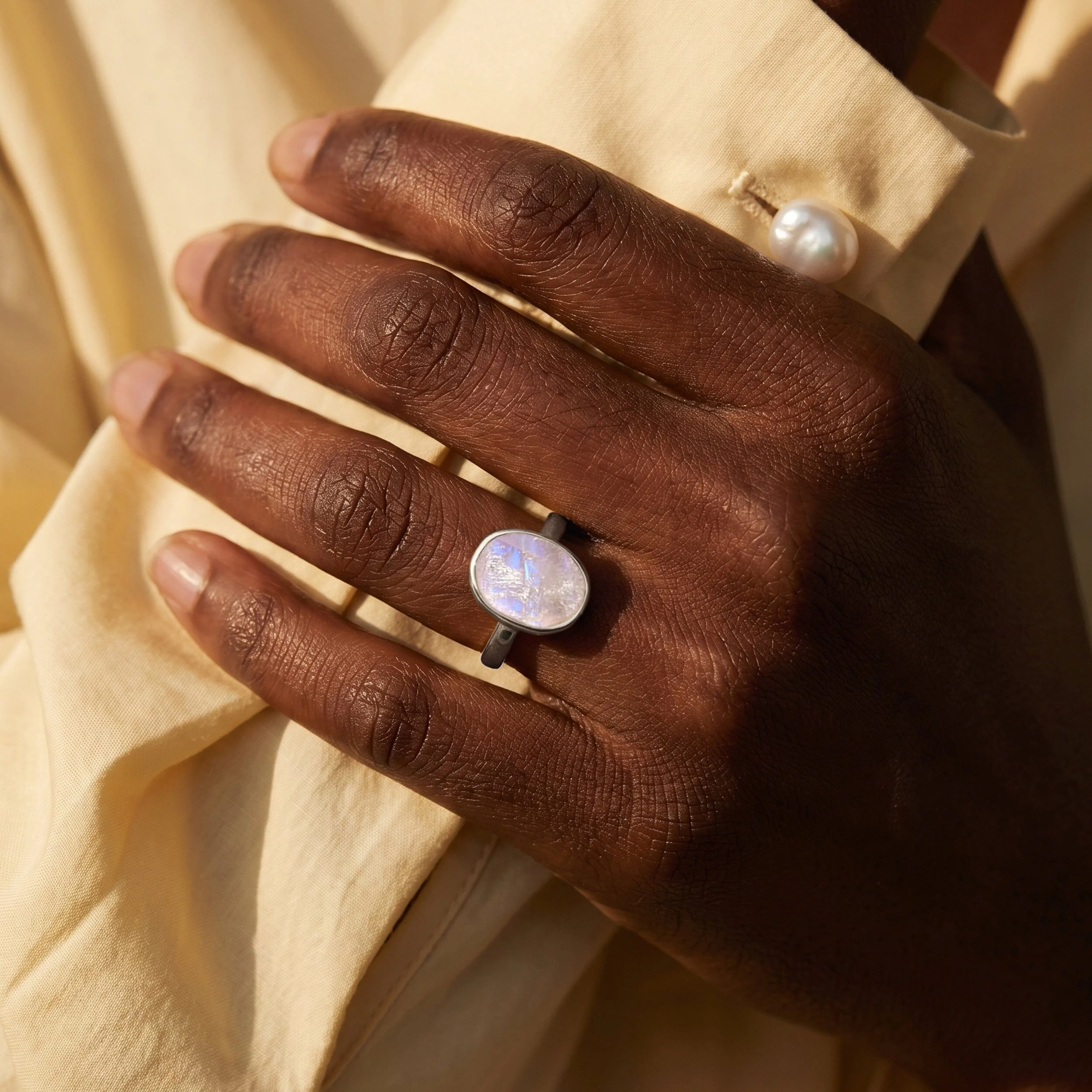 Raw Crystal Ring - Enfolded Moonstone - Image 2